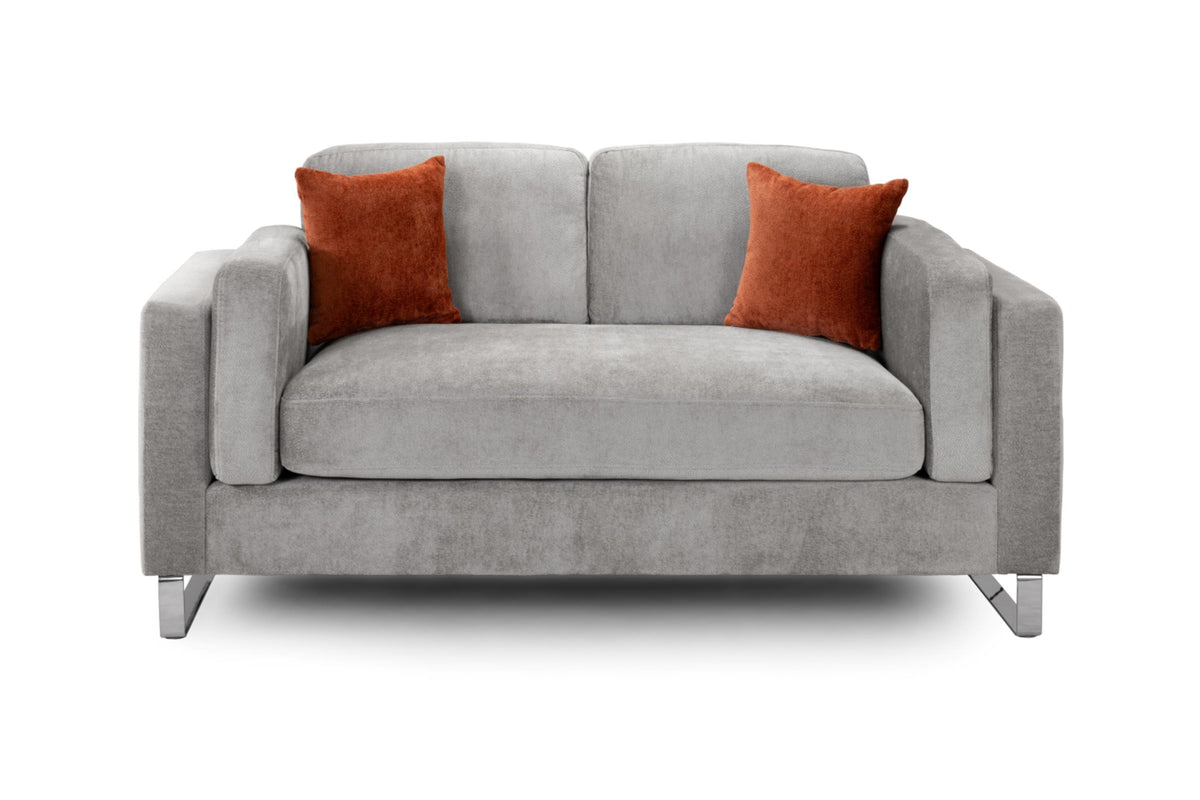 Kingston Chrome Legs Fabric Sofa in Beige or Grey. Available in 1, 2, 3 Seat and a Footstool Sofa CasaFenix