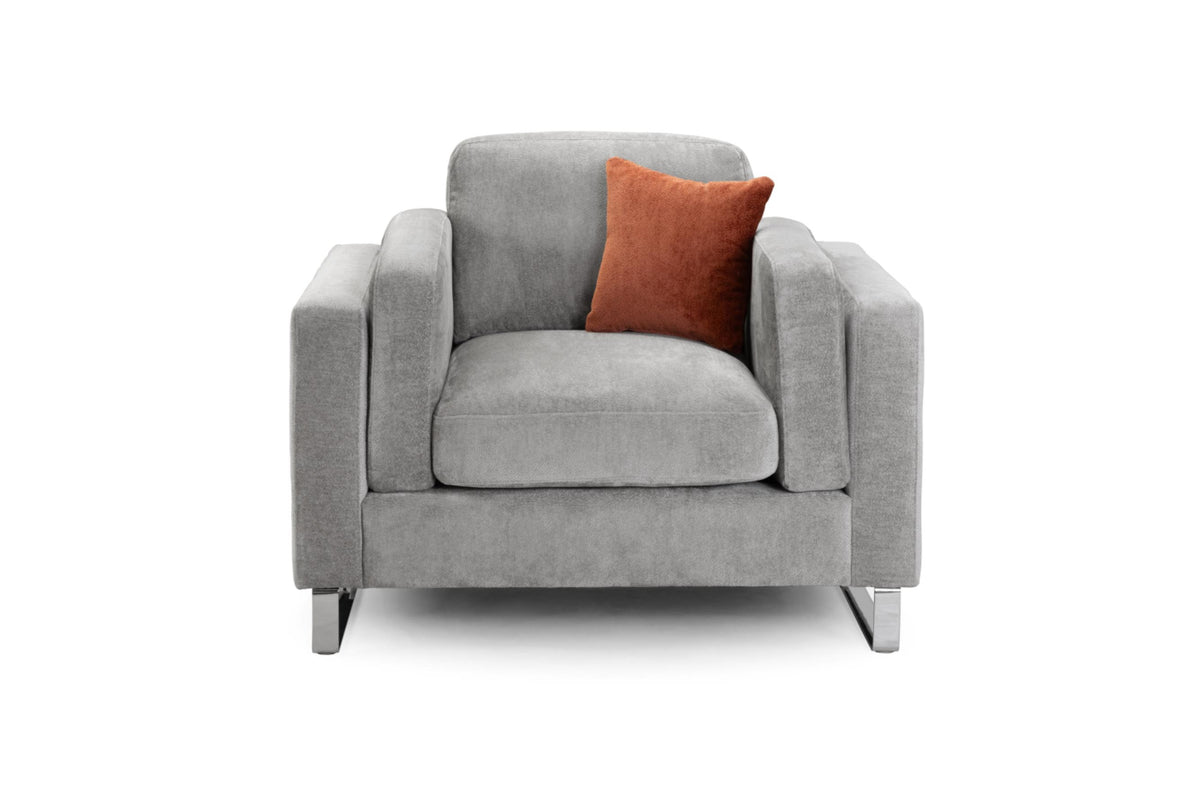 Kingston Chrome Legs Fabric Sofa in Beige or Grey. Available in 1, 2, 3 Seat and a Footstool Sofa CasaFenix