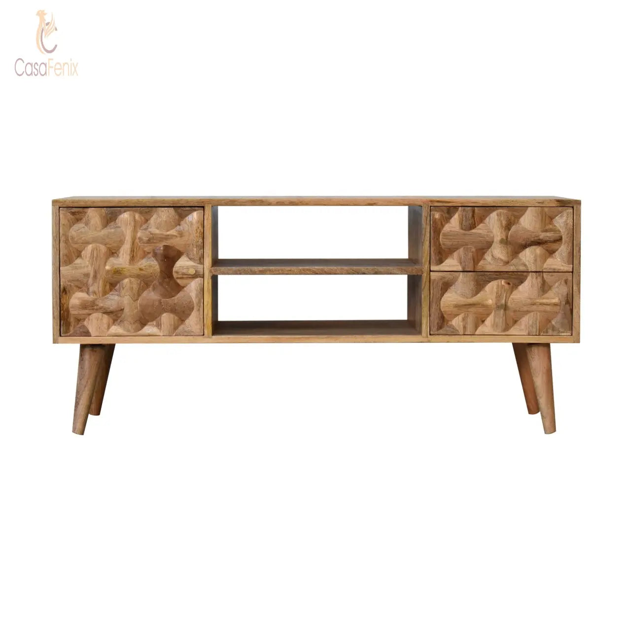 Kita Media Unit 2 Drawer 1 Door TV Cabinet Mango Wood Stand - CasaFenix
