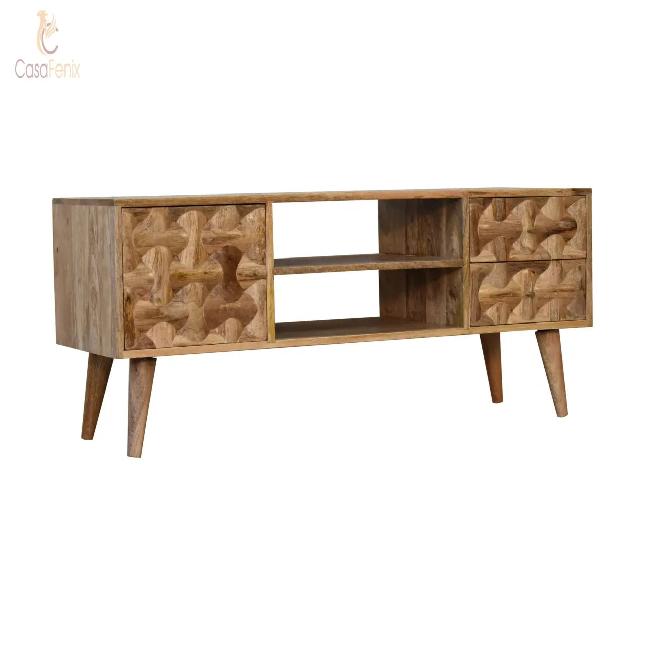 Kita Media Unit 2 Drawer 1 Door TV Cabinet Mango Wood Stand - CasaFenix