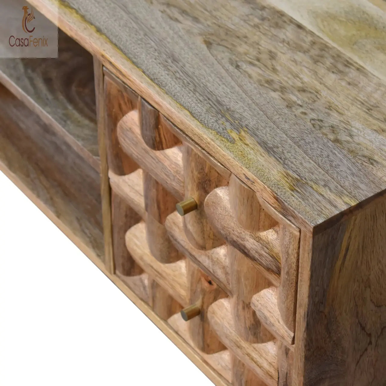 Kita Media Unit 2 Drawer 1 Door TV Cabinet Mango Wood Stand - CasaFenix