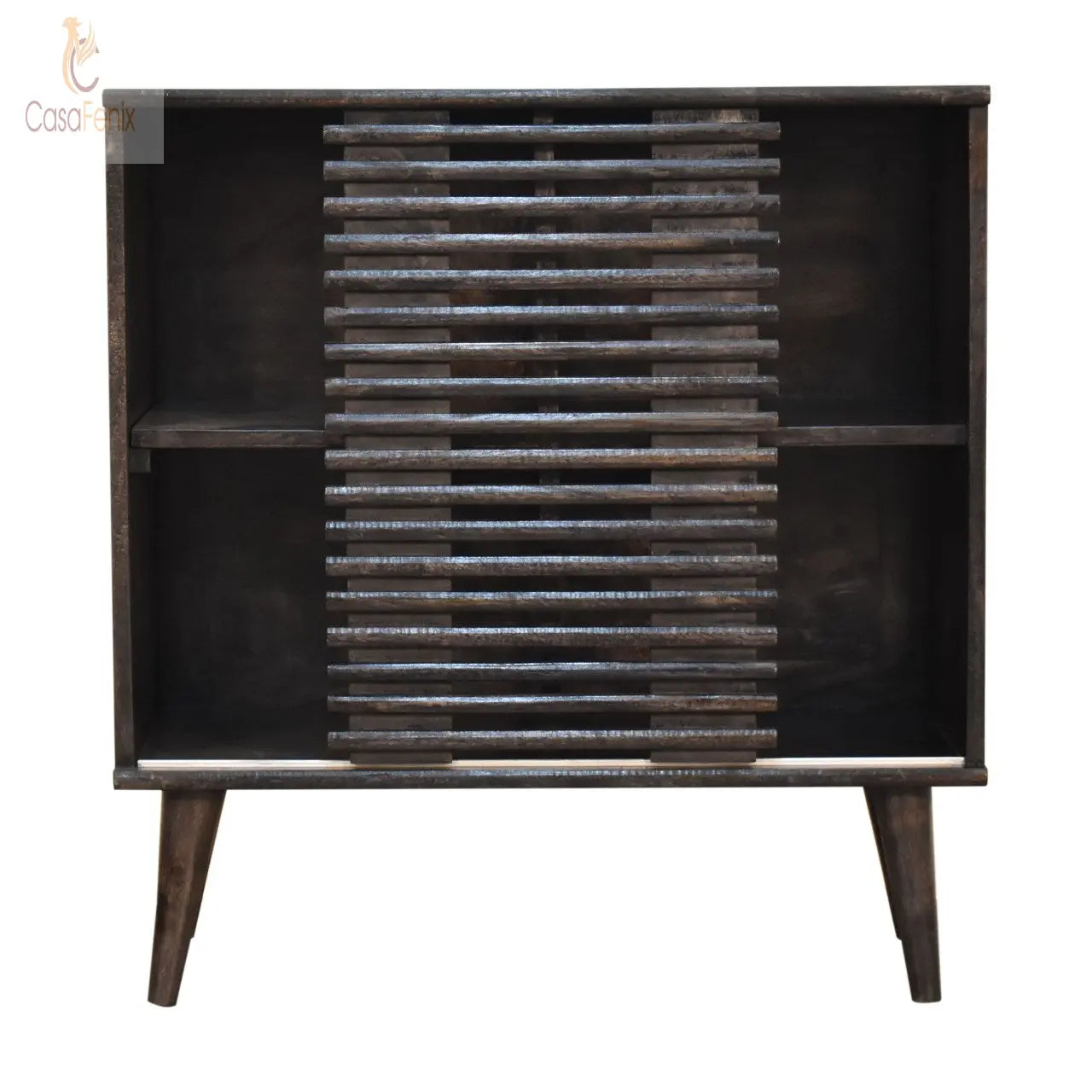Kobe Cabinet Black Ash Finish over Solid Mango Wood Nordic Style - CasaFenix
