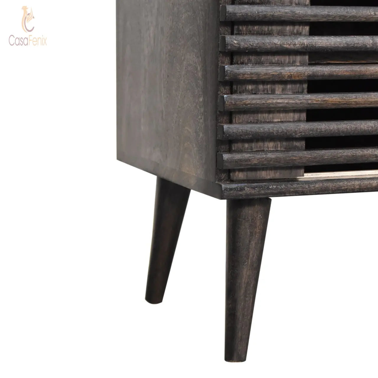 Kobe Media Unit Black Ash Finished Solid Mango Wood TV Stand Nordic - CasaFenix