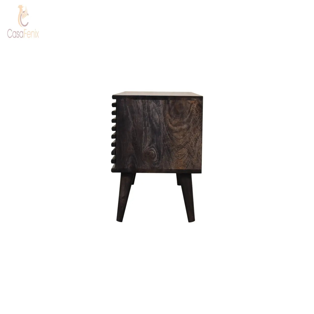 Kobe Media Unit Black Ash Finished Solid Mango Wood TV Stand Nordic - CasaFenix