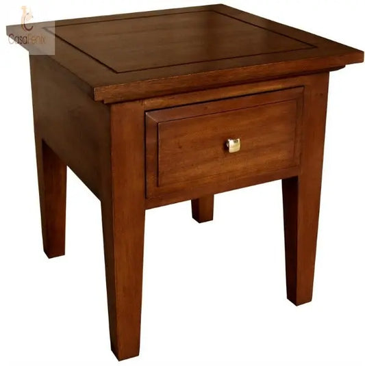 1 Drawer Yorke Contemporary Collection Side / Lamp Table Solid Mahogany - CasaFenix