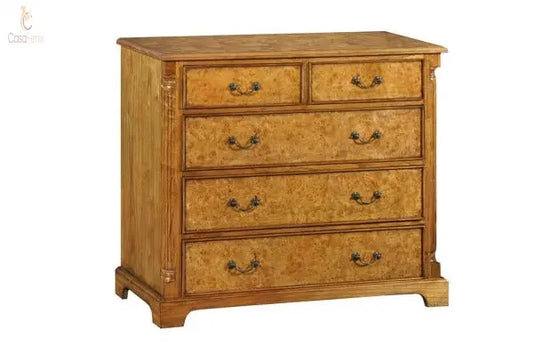 Large Cheshire Walnut Collection Bedroom Chest of 5 Drawers - CasaFenix
