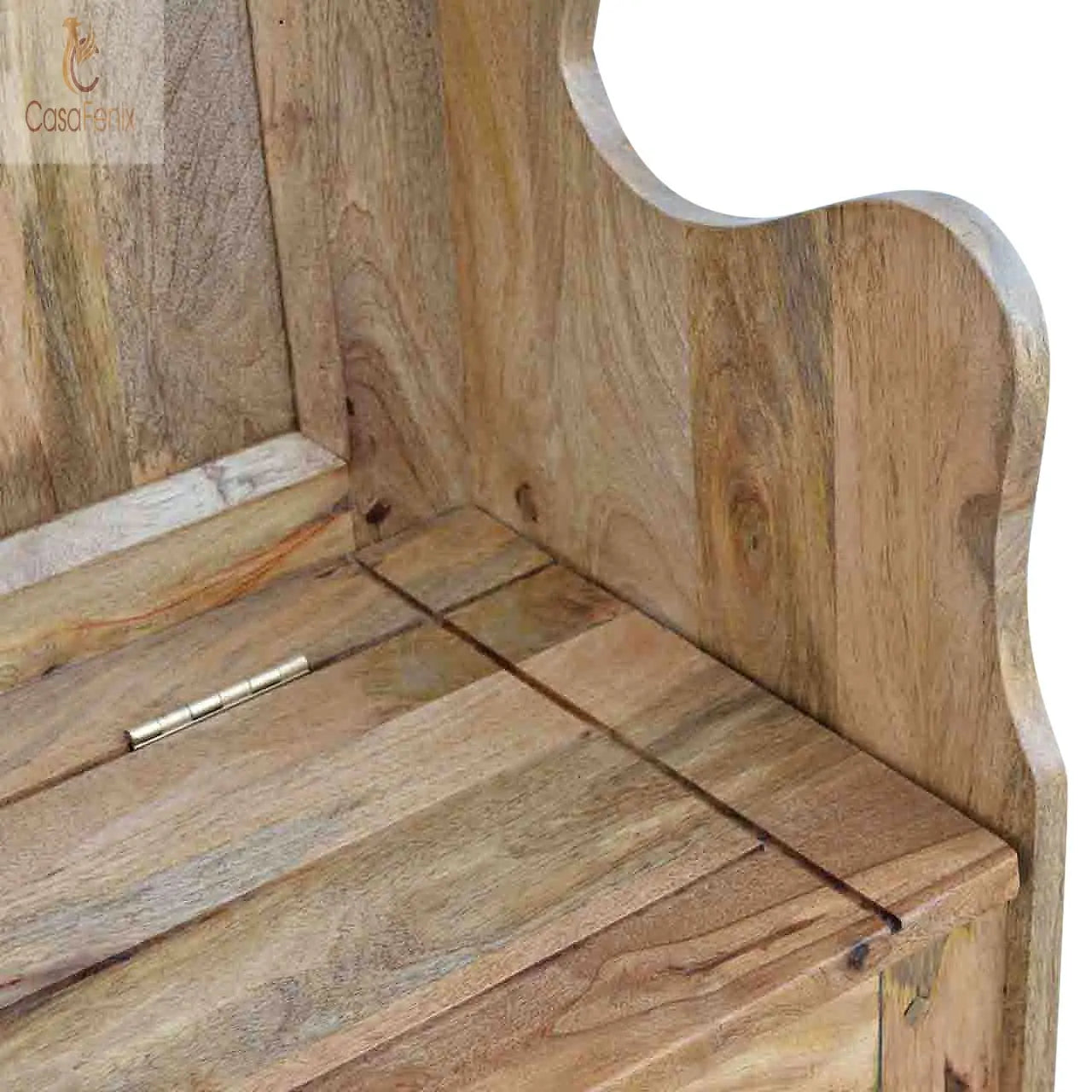 Large Monks Storage Bench Country Style 100% Solid Mango Wood - CasaFenix