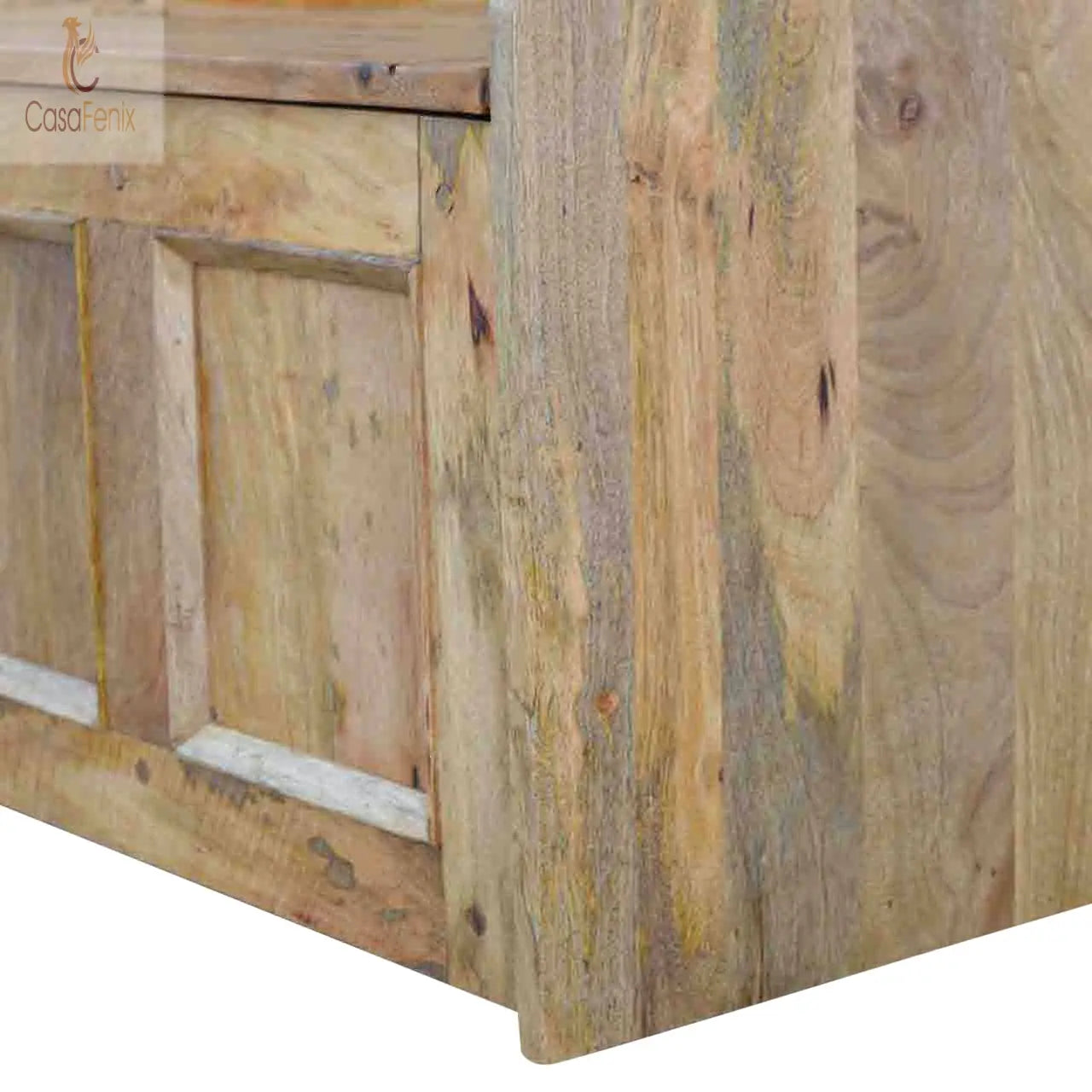 Large Monks Storage Bench Country Style 100% Solid Mango Wood - CasaFenix