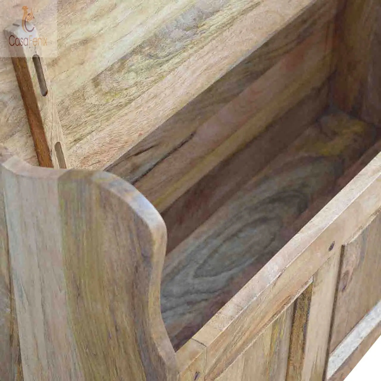 Large Monks Storage Bench Country Style 100% Solid Mango Wood - CasaFenix