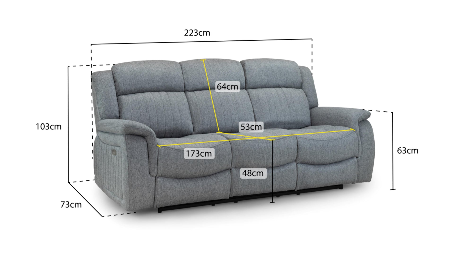 Linden Recliner Sofa Fabric Sofa in Grey available in 1, 2, 3 Seat Sofa CasaFenix