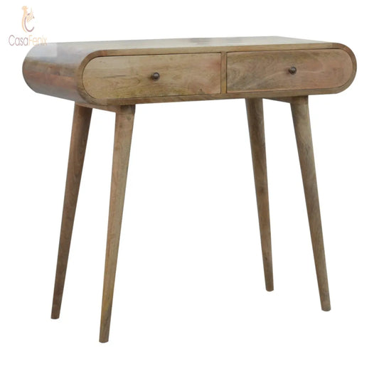 London Console Table 2 Drawer Oak-Ish Finish Tables CasaFenix