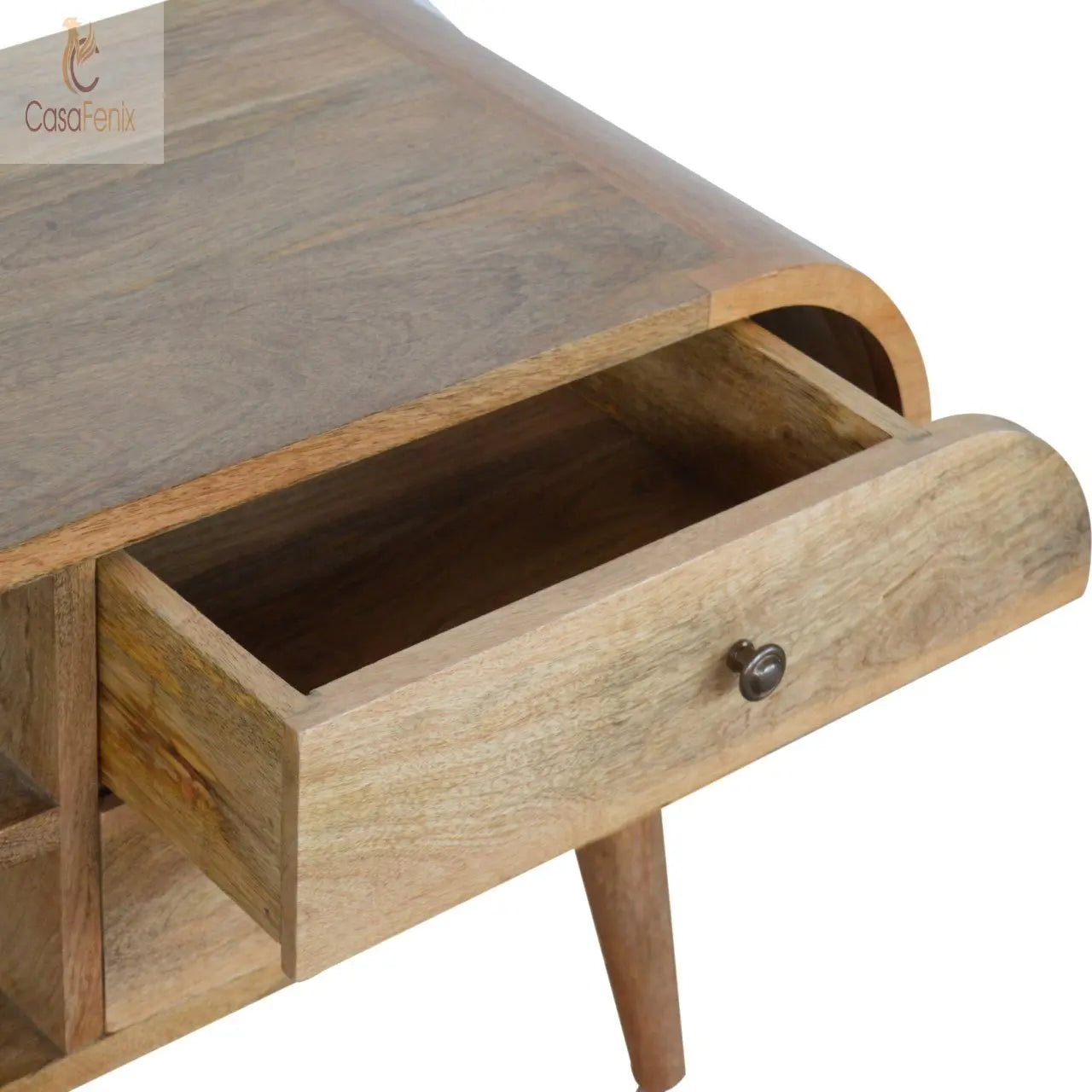 London Media Unit 2 Drawer TV Stand Oak-Ish Finish over Mango Wood Entertainment Centers & TV Stands CasaFenix