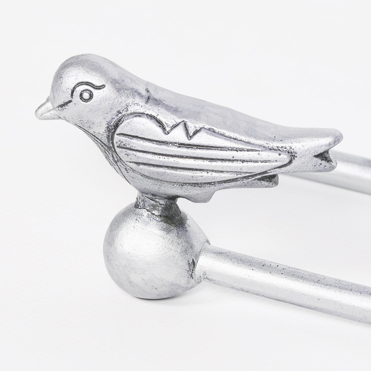 Silver Cast Iron Decorative Bird Curtain Holdbacks, Pair Curtain Holder CasaFenix