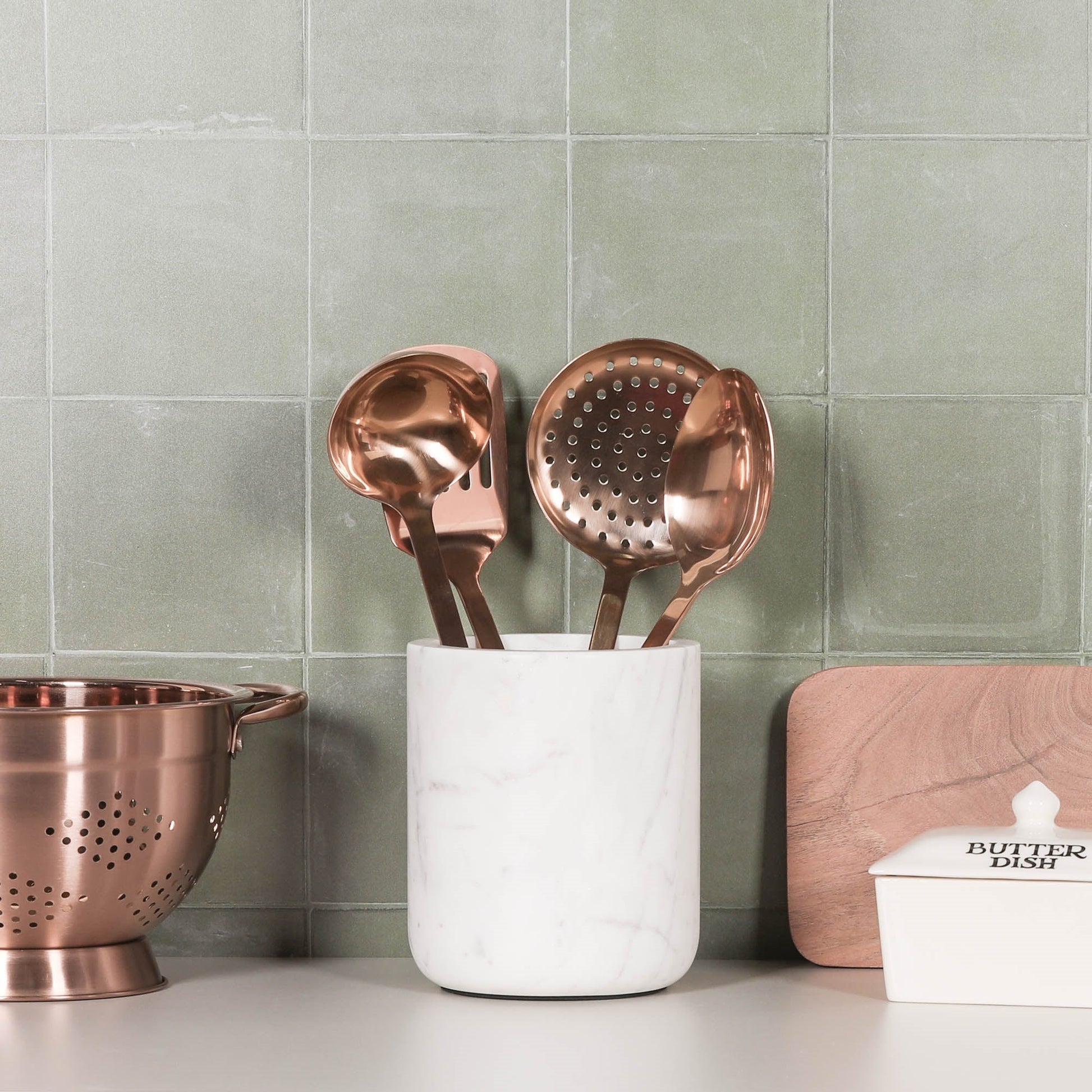 Natural White Marble Storage Utensil Holder  CasaFenix