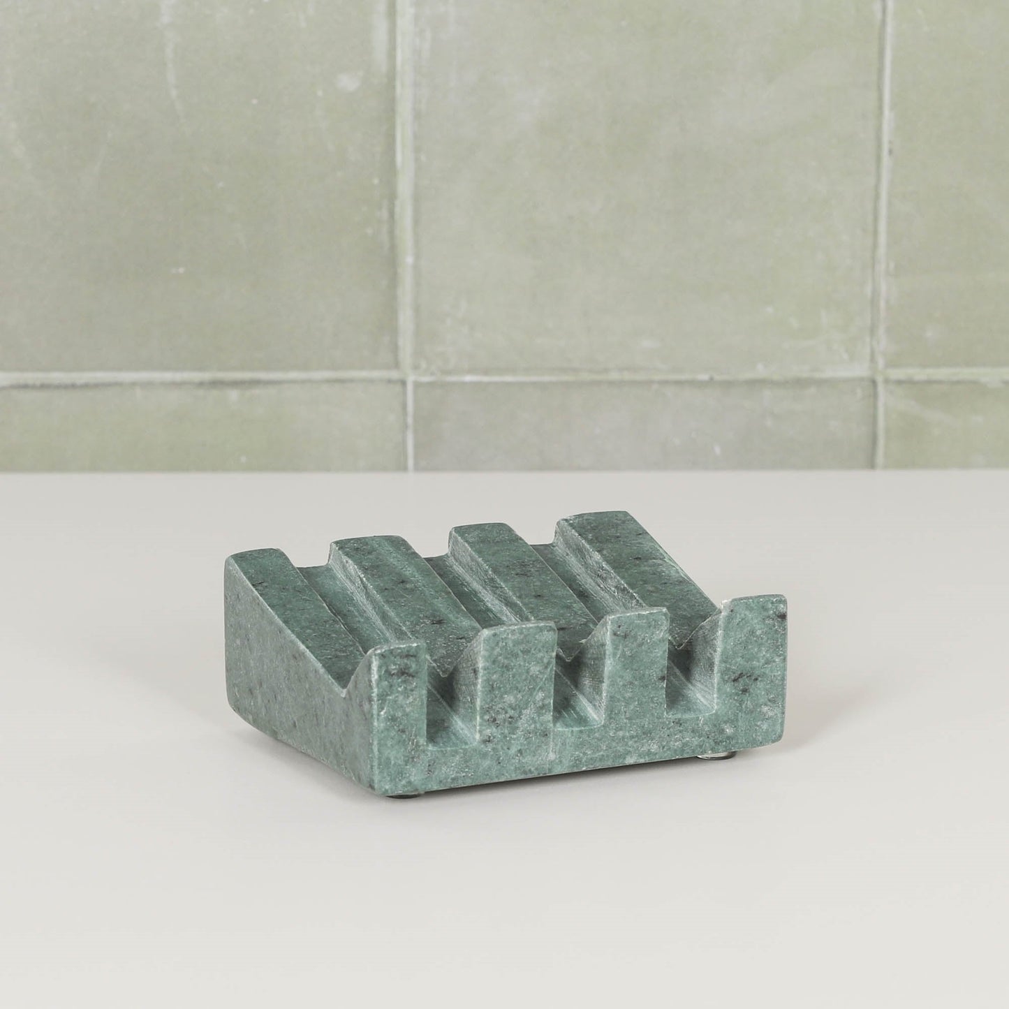 Green Marble Grooved Soap Holder  CasaFenix