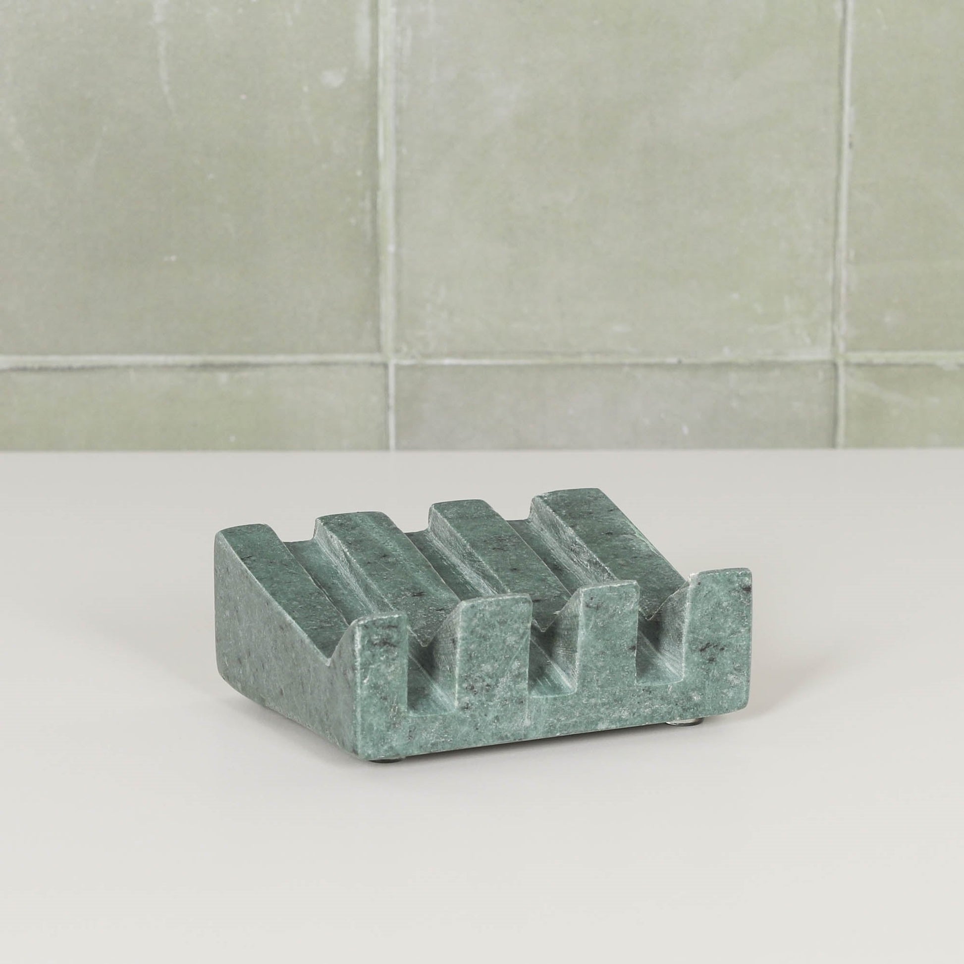 Green Marble Grooved Soap Holder  CasaFenix