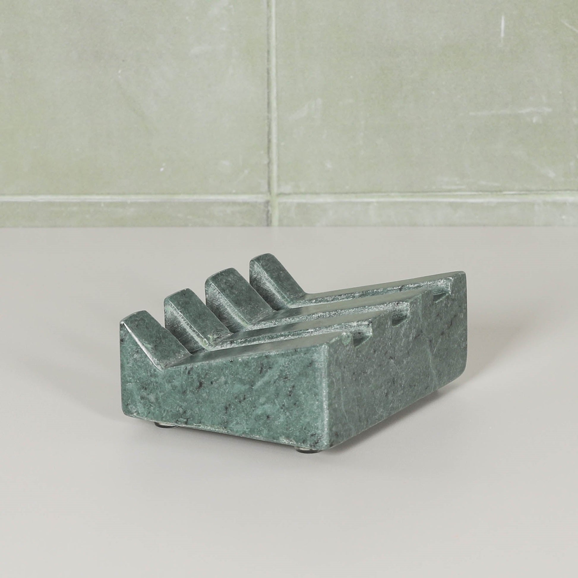 Green Marble Grooved Soap Holder  CasaFenix