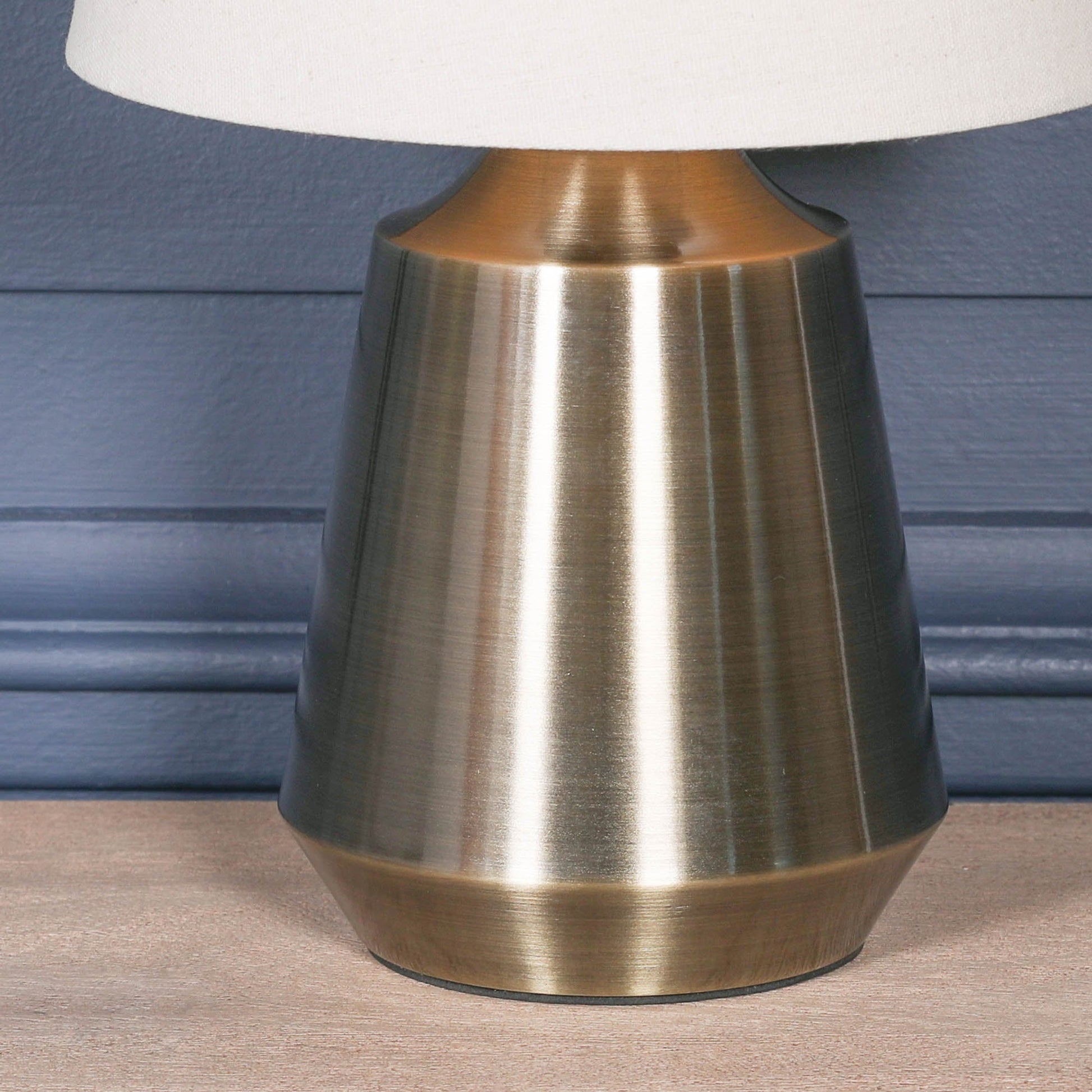 Satin Brass Bedside Table Lamp with Fabric Shade & Braided Cord Lamp CasaFenix