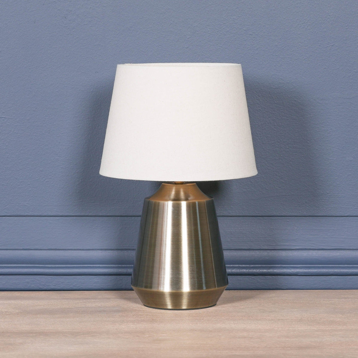 Satin Brass Bedside Table Lamp with Fabric Shade & Braided Cord Lamp CasaFenix