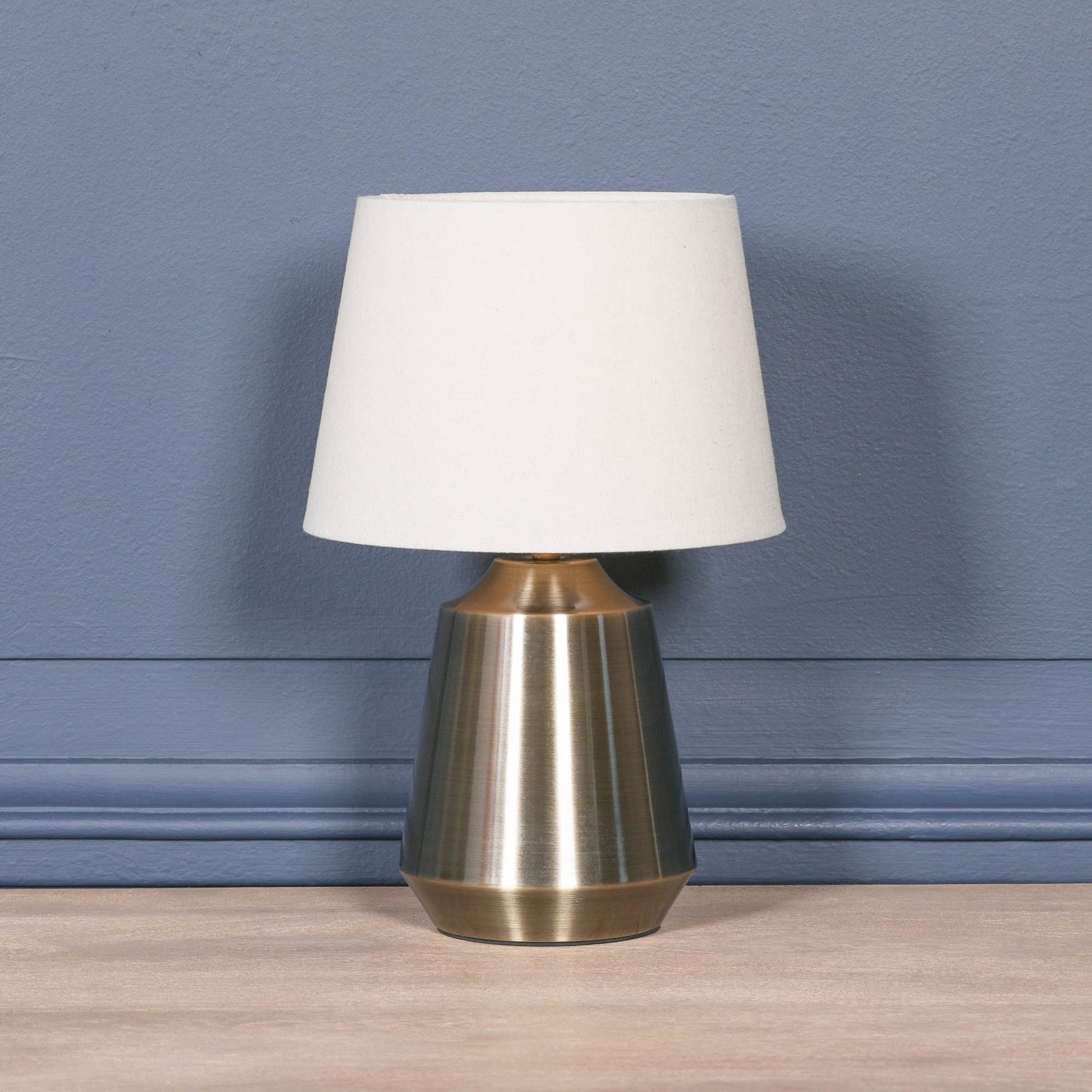 Satin Brass Bedside Table Lamp with Fabric Shade & Braided Cord Lamp CasaFenix