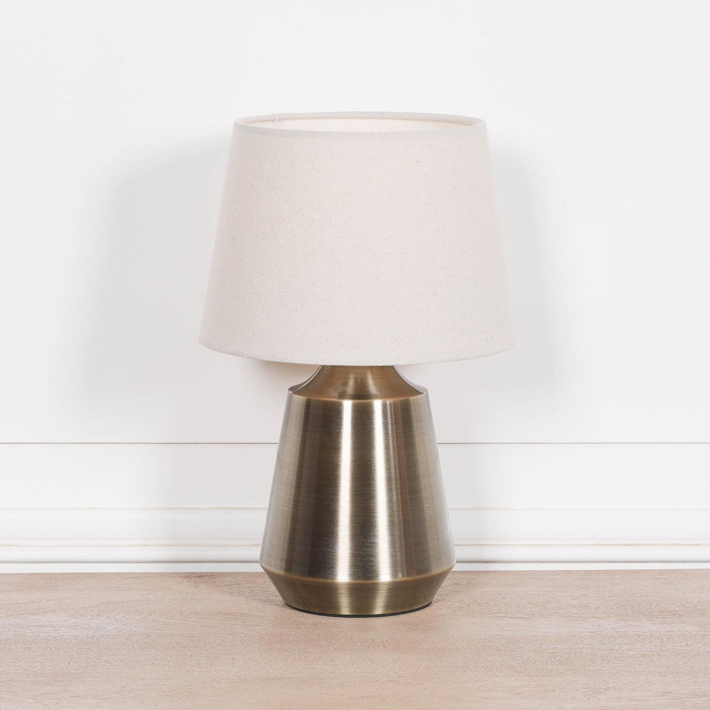 Satin Brass Bedside Table Lamp with Fabric Shade & Braided Cord Lamp CasaFenix