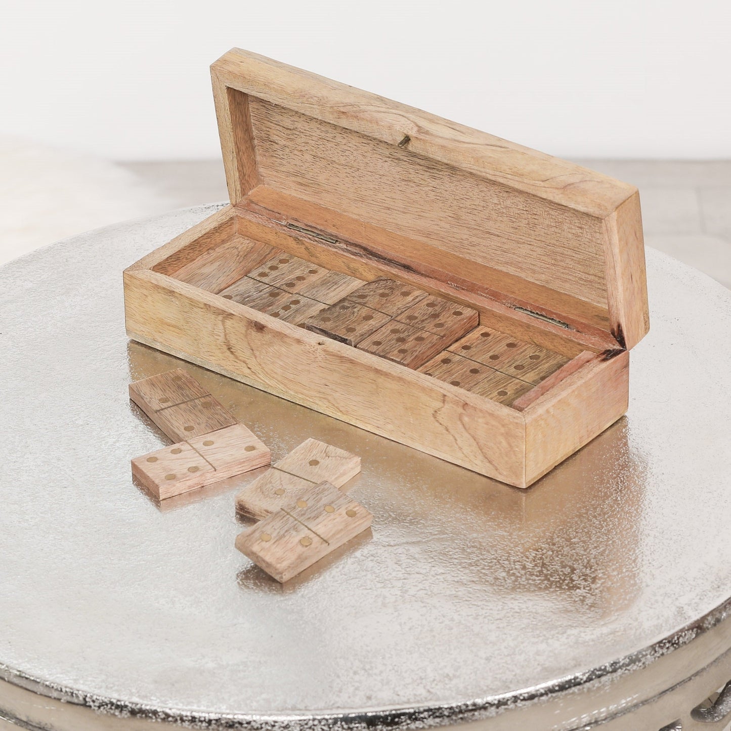 Traditional Dominoes Set in Rustic Wooden Storage Box Games CasaFenix
