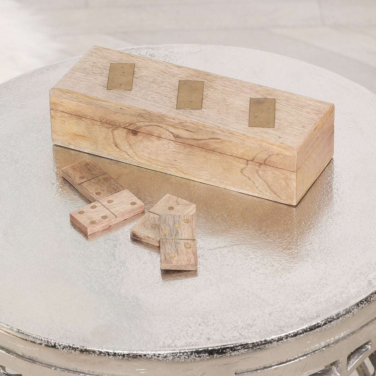 Traditional Dominoes Set in Rustic Wooden Storage Box Games CasaFenix