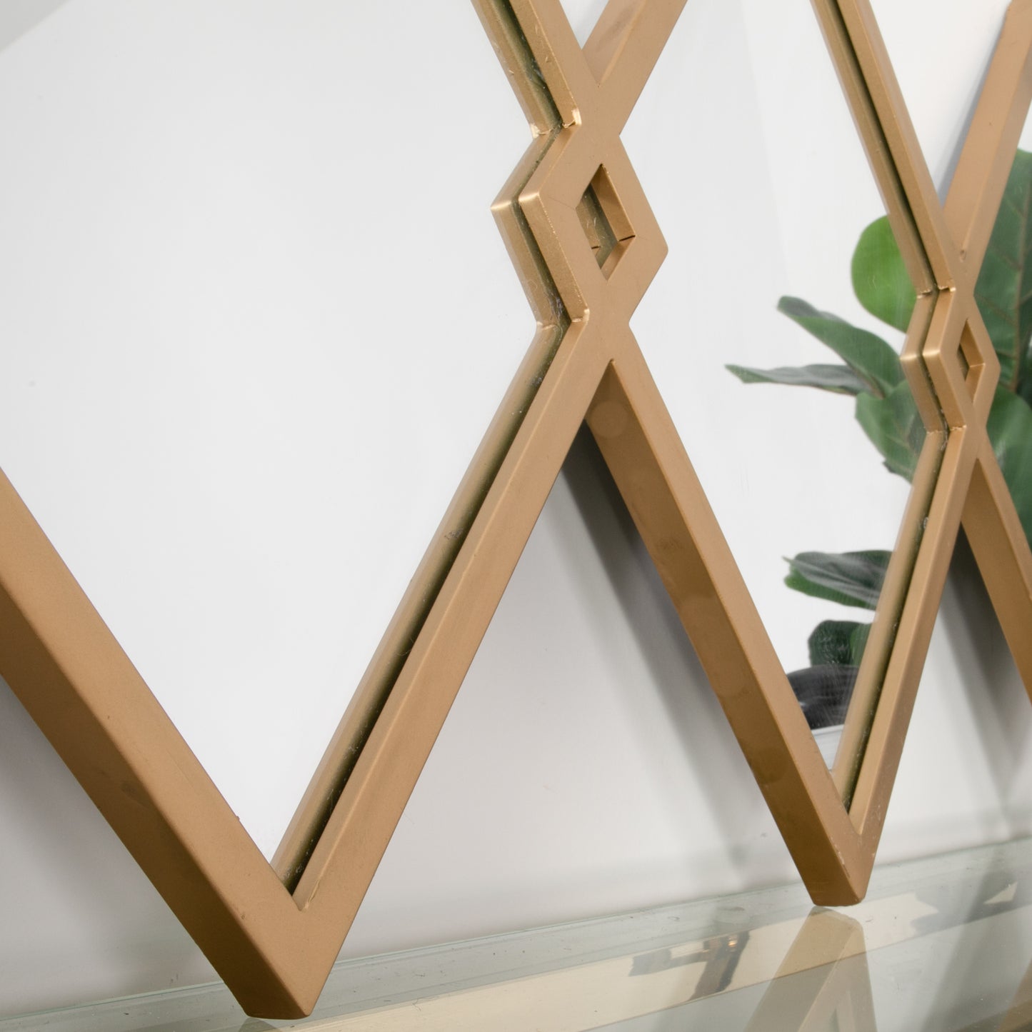Trio of Gold Diamond Shaped Mirrors 80 x 40cm  CasaFenix