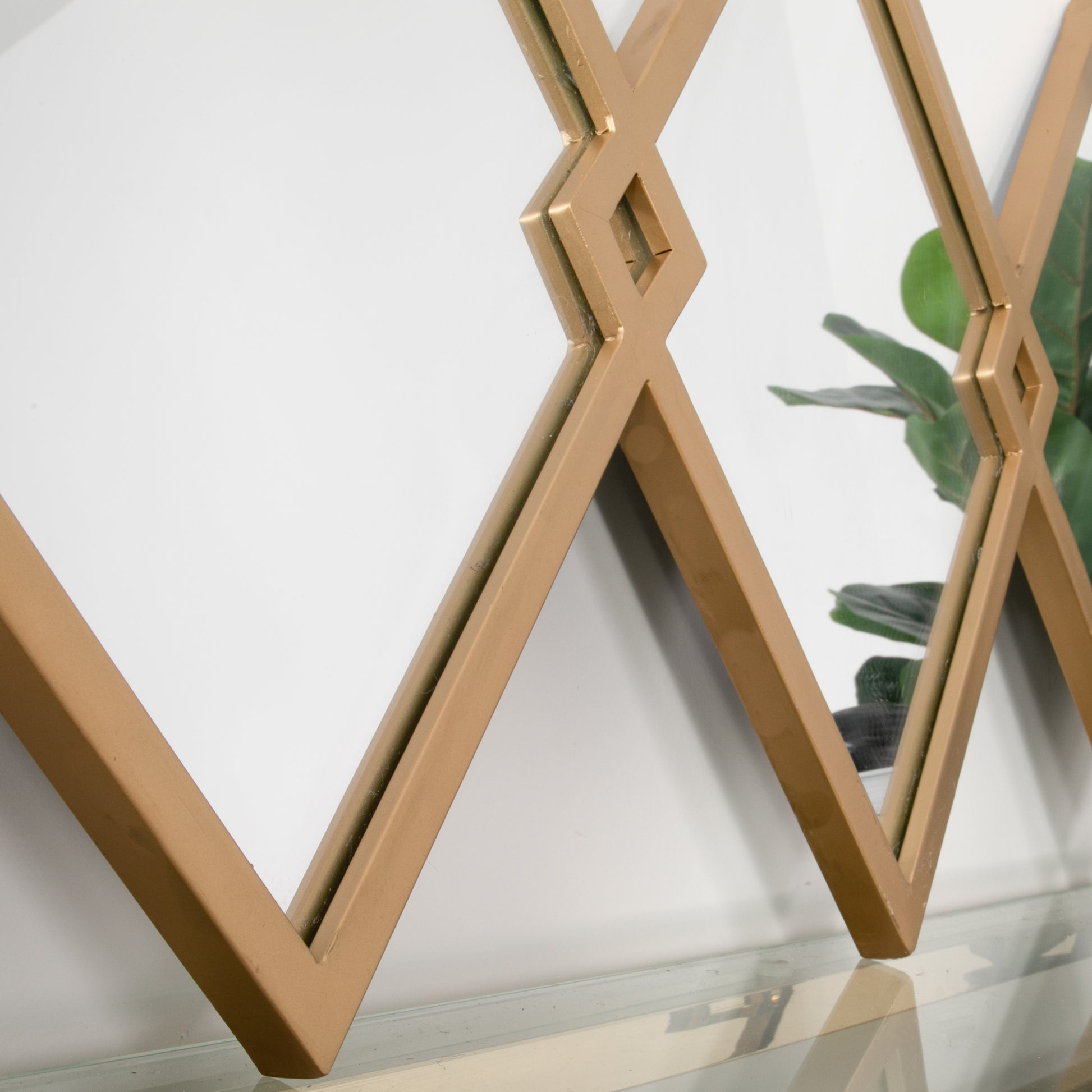 Trio of Gold Diamond Shaped Mirrors 80 x 40cm  CasaFenix