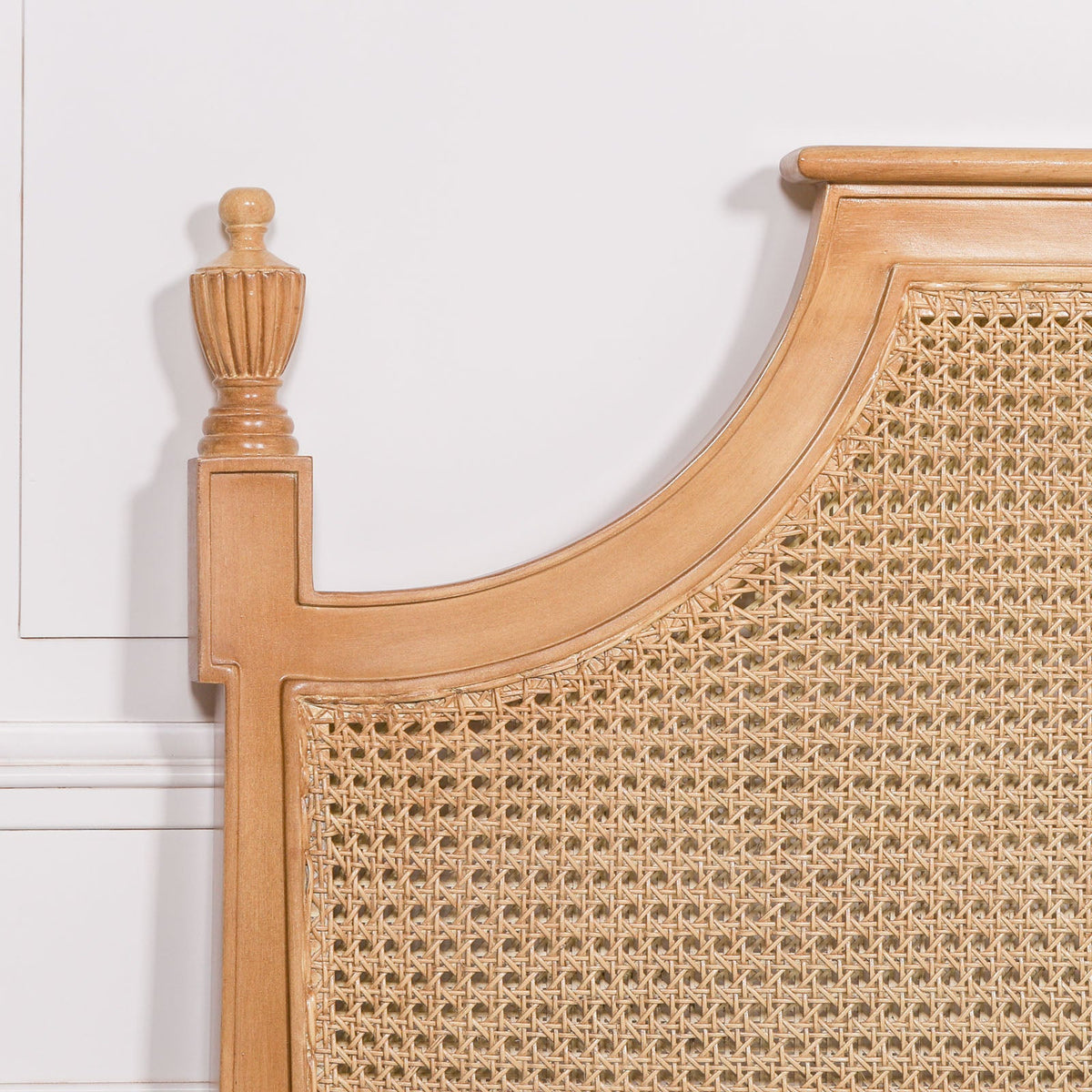 French Vintage Painted Rattan Headboard with Mahogany Frame, 5ft King Size Beds & Bed Frames CasaFenix