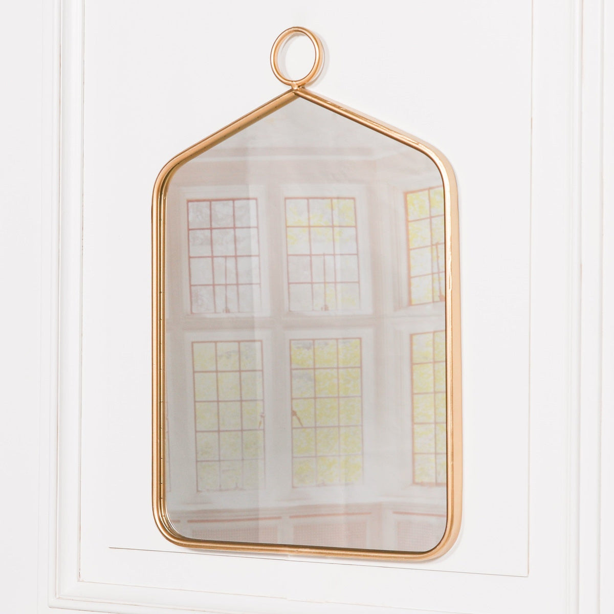 Gold Rectangular Hook-Frame Wall Mirror H69 x W48cm Mirror CasaFenix