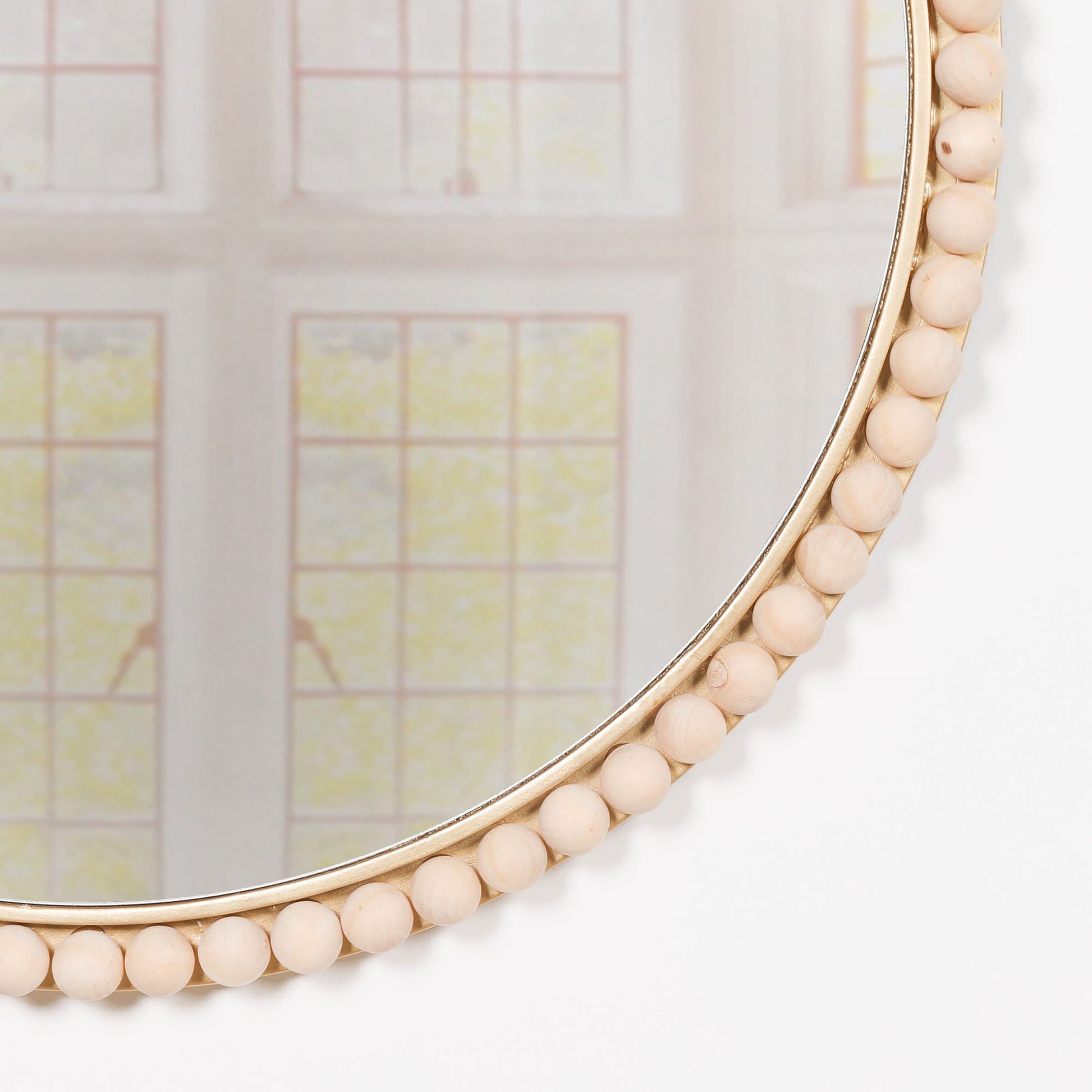 Wooden Bobble Round Wall Mirror  CasaFenix