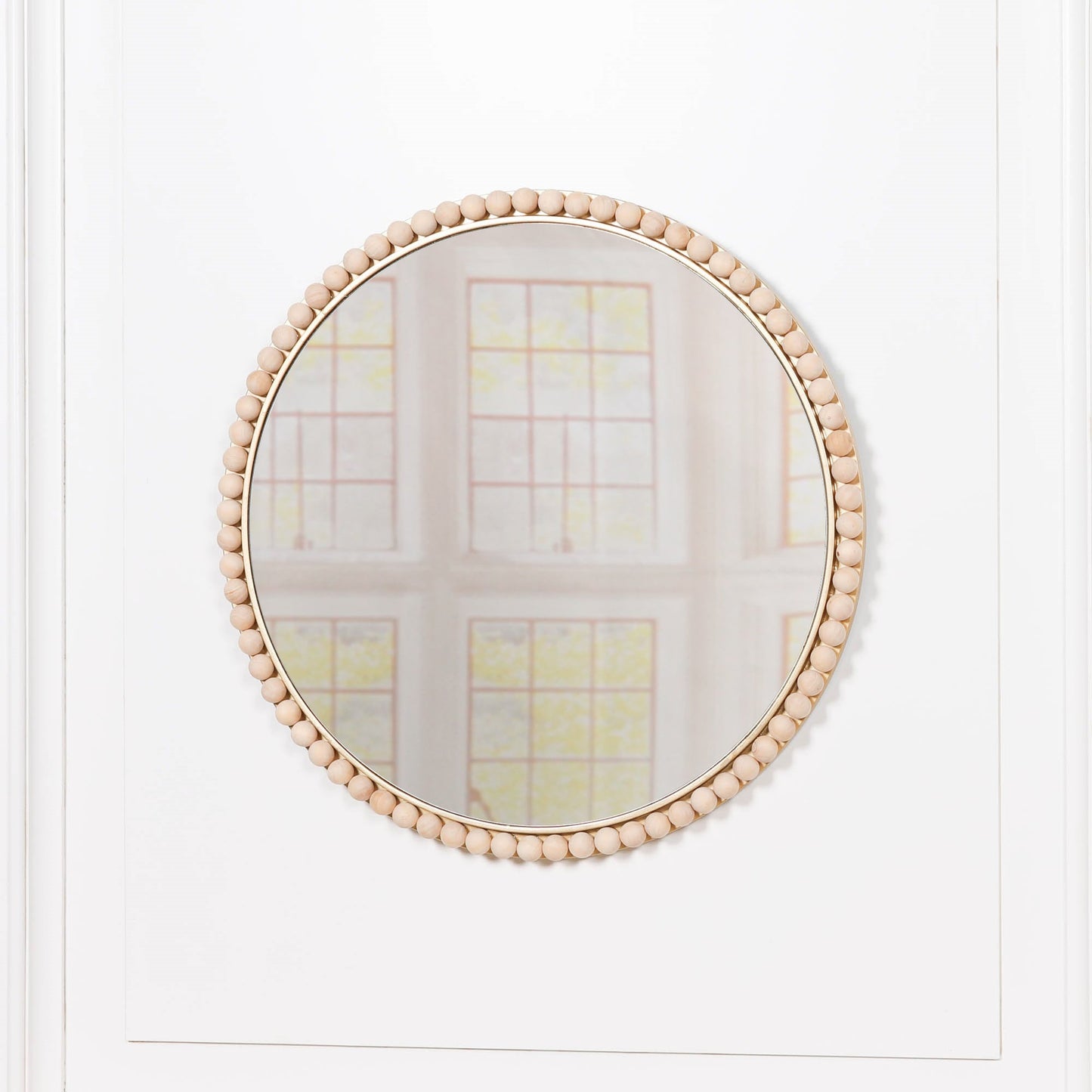 Wooden Bobble Round Wall Mirror  CasaFenix