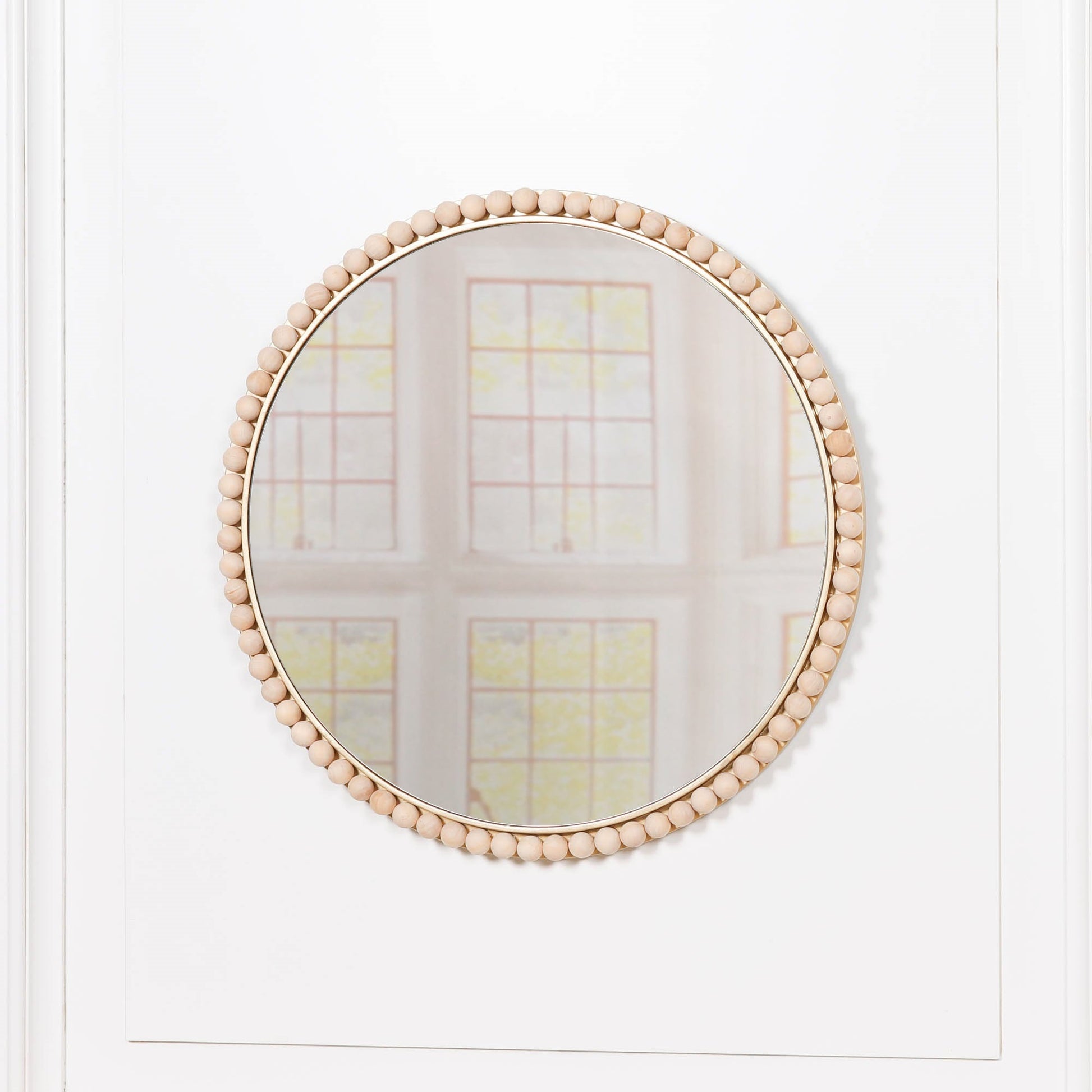 Wooden Bobble Round Wall Mirror  CasaFenix