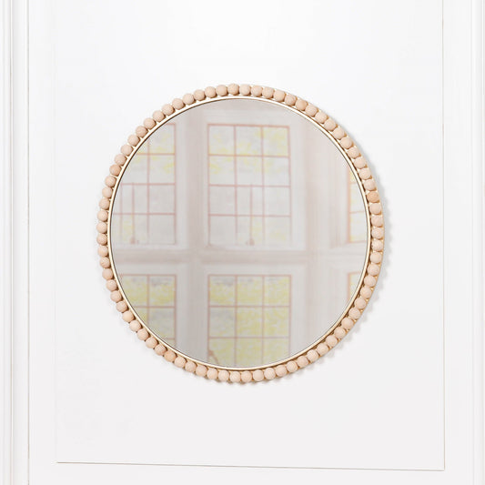 Wooden Bobble Round Wall Mirror  CasaFenix
