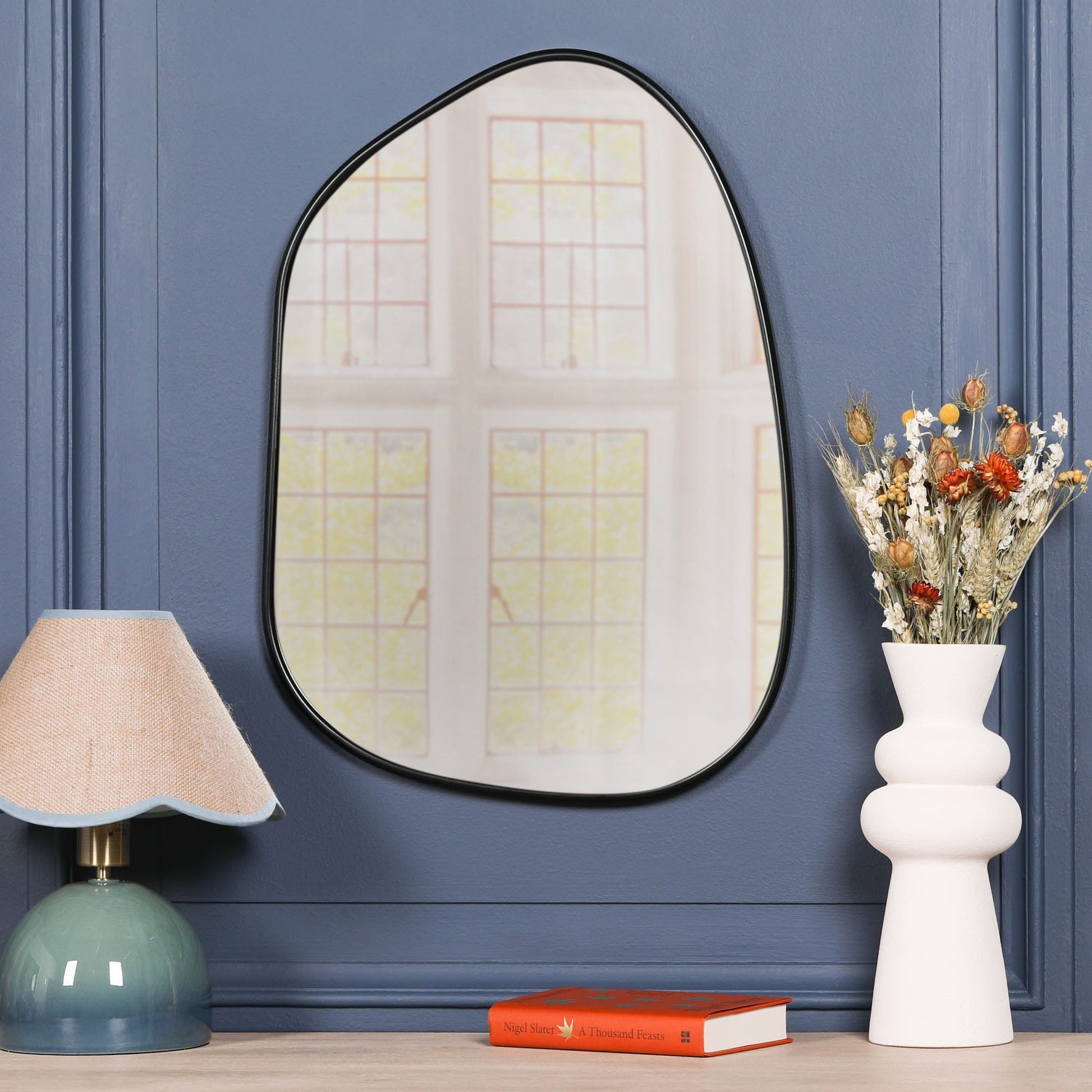 Black Framed Asymmetrical Wall Mirror Mirror CasaFenix