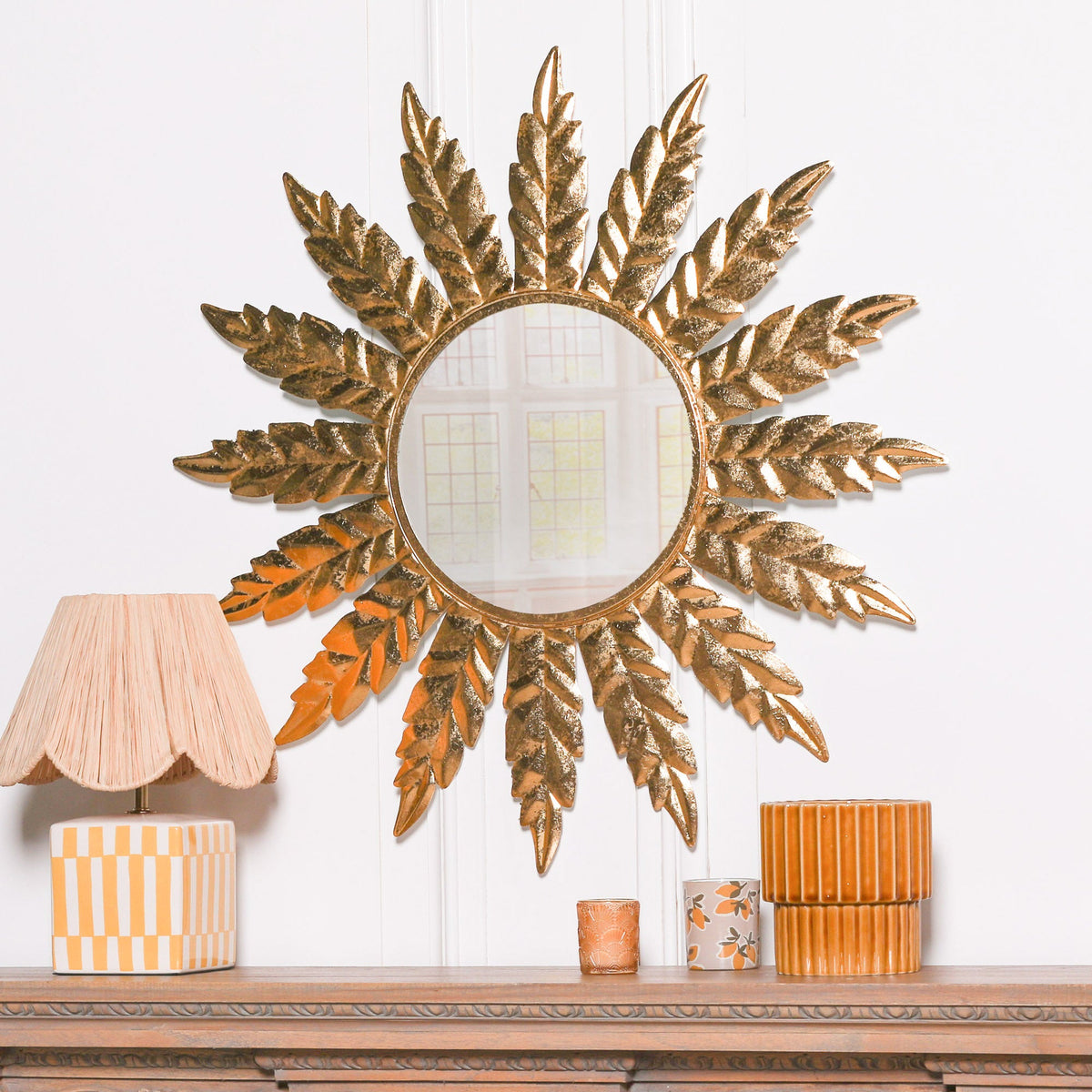 Round 76cm Flower Metal Wall Mirror Mirror CasaFenix