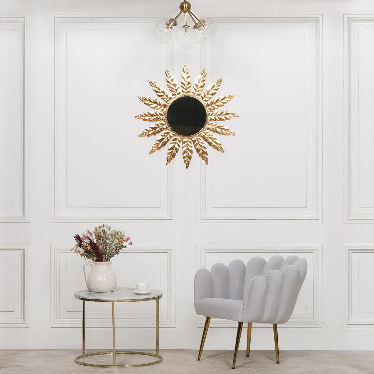 Round 76cm Flower Metal Wall Mirror Mirror CasaFenix