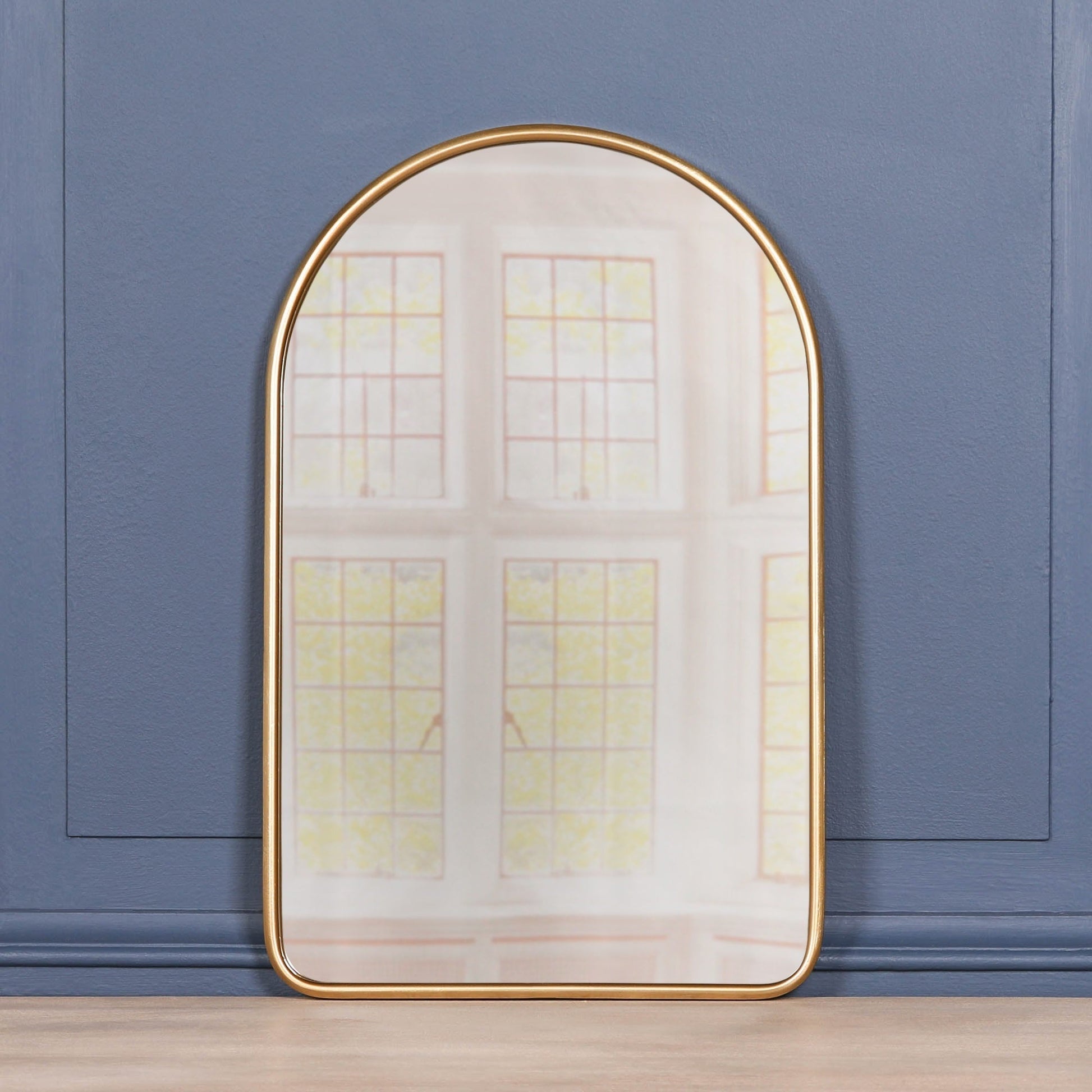 Gold Curved Arched Metal Wall Mirror  CasaFenix