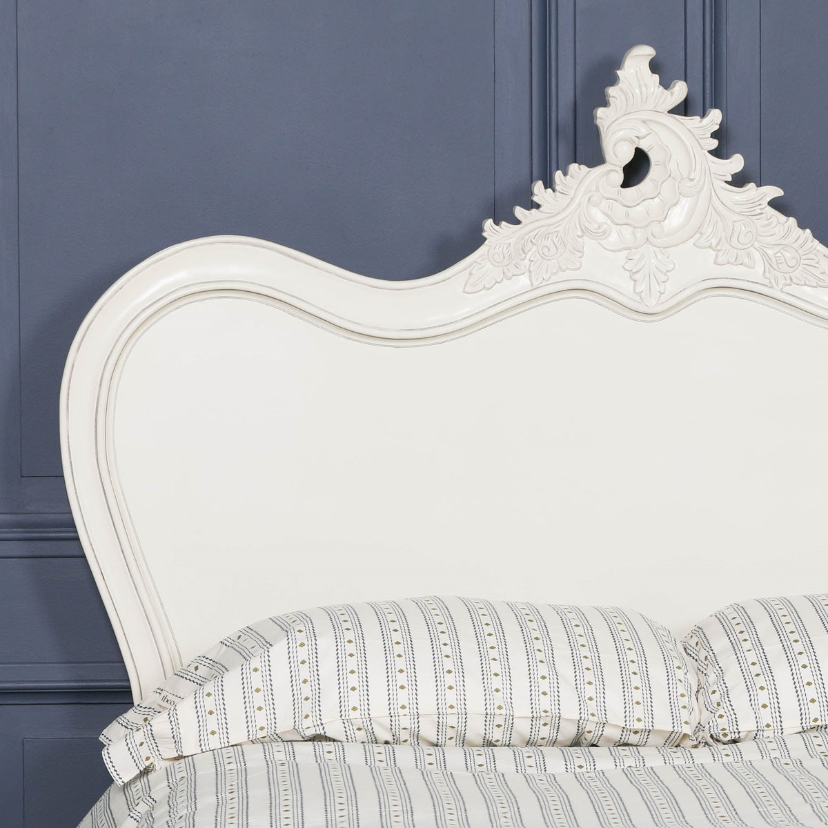 French Chateau White Carved Mahogany Double Bed Frame 4ft6 Beds & Bed Frames CasaFenix