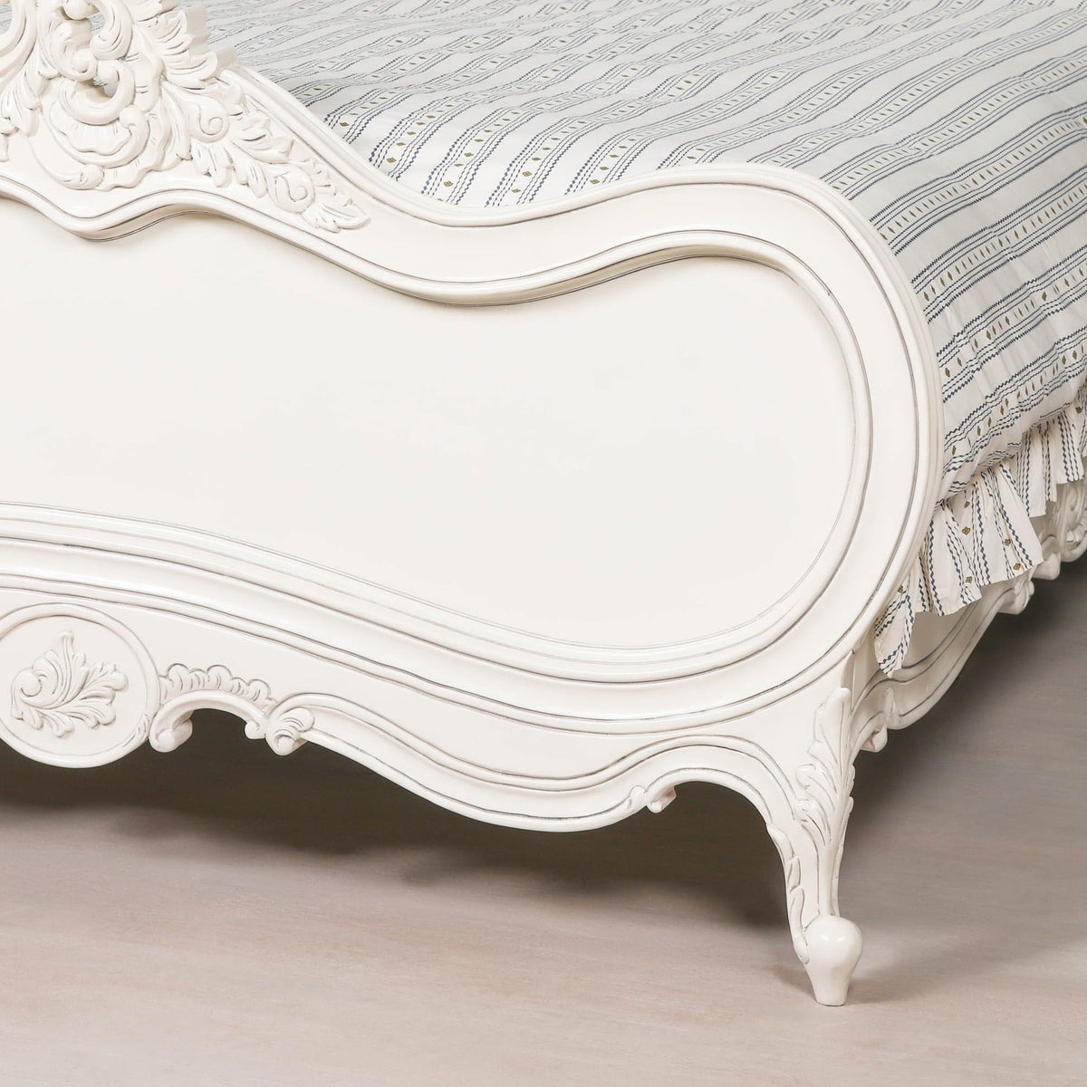 French Chateau White Carved Mahogany Double Bed Frame 4ft6 Beds & Bed Frames CasaFenix