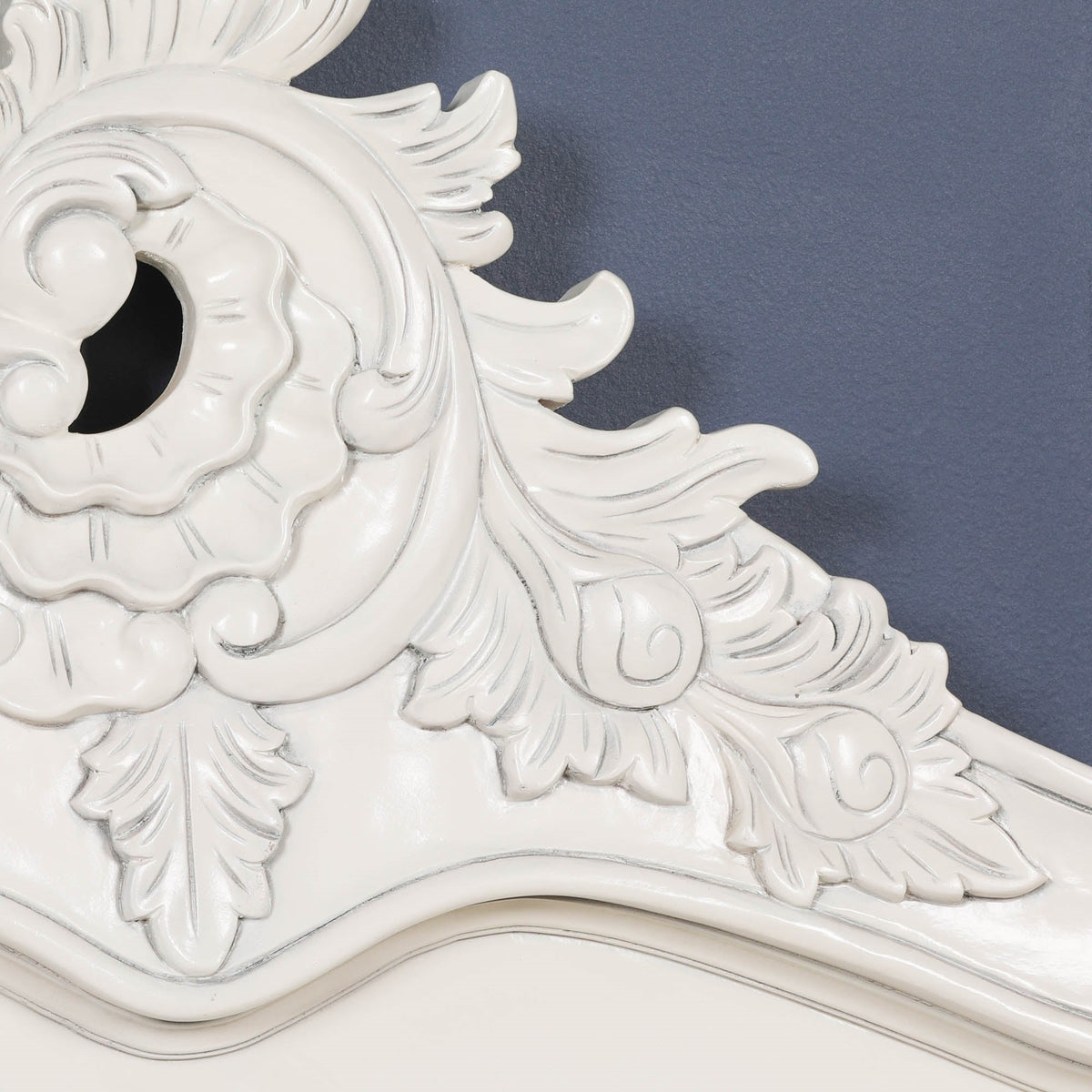 French Chateau White Carved Mahogany Double Bed Frame 4ft6 Beds & Bed Frames CasaFenix