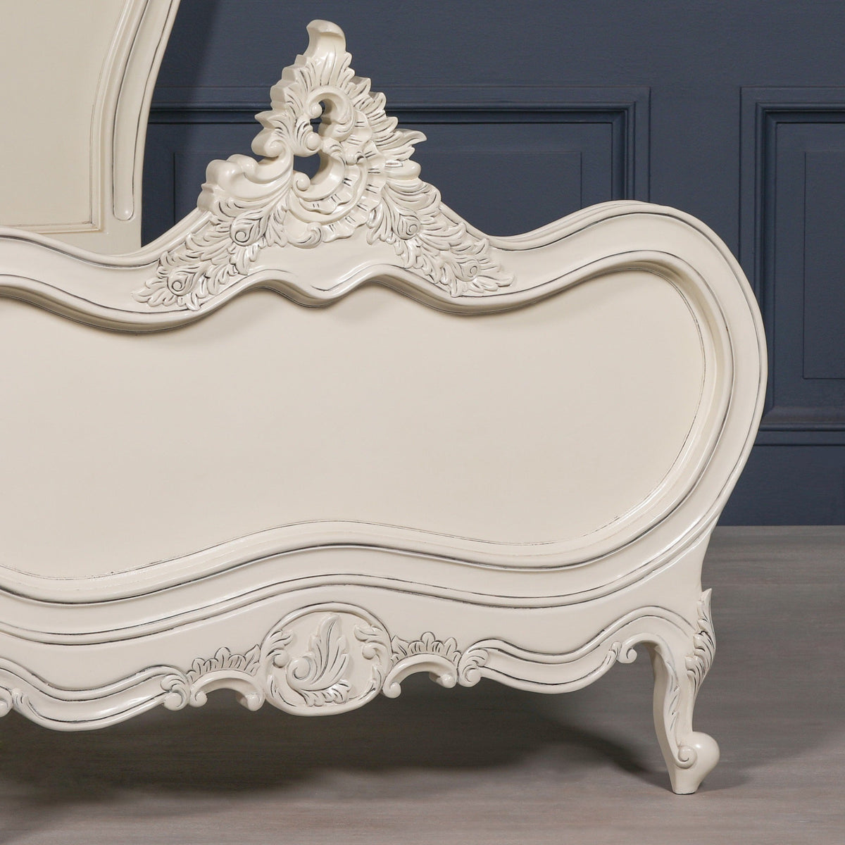 French Chateau White Carved Mahogany Single Bed Frame with Tall Headboard 3ft Beds & Bed Frames CasaFenix