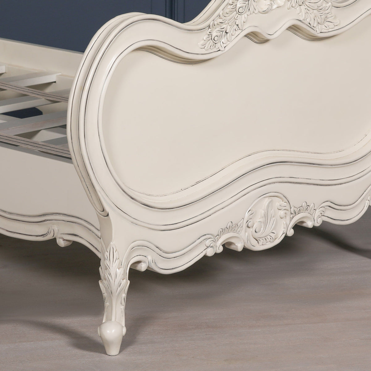 French Chateau White Carved Mahogany Single Bed Frame with Tall Headboard 3ft Beds & Bed Frames CasaFenix
