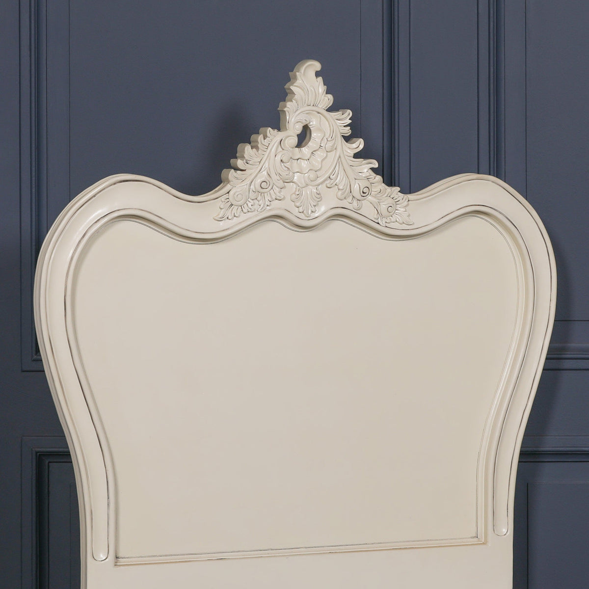 French Chateau White Carved Mahogany Single Bed Frame with Tall Headboard 3ft Beds & Bed Frames CasaFenix