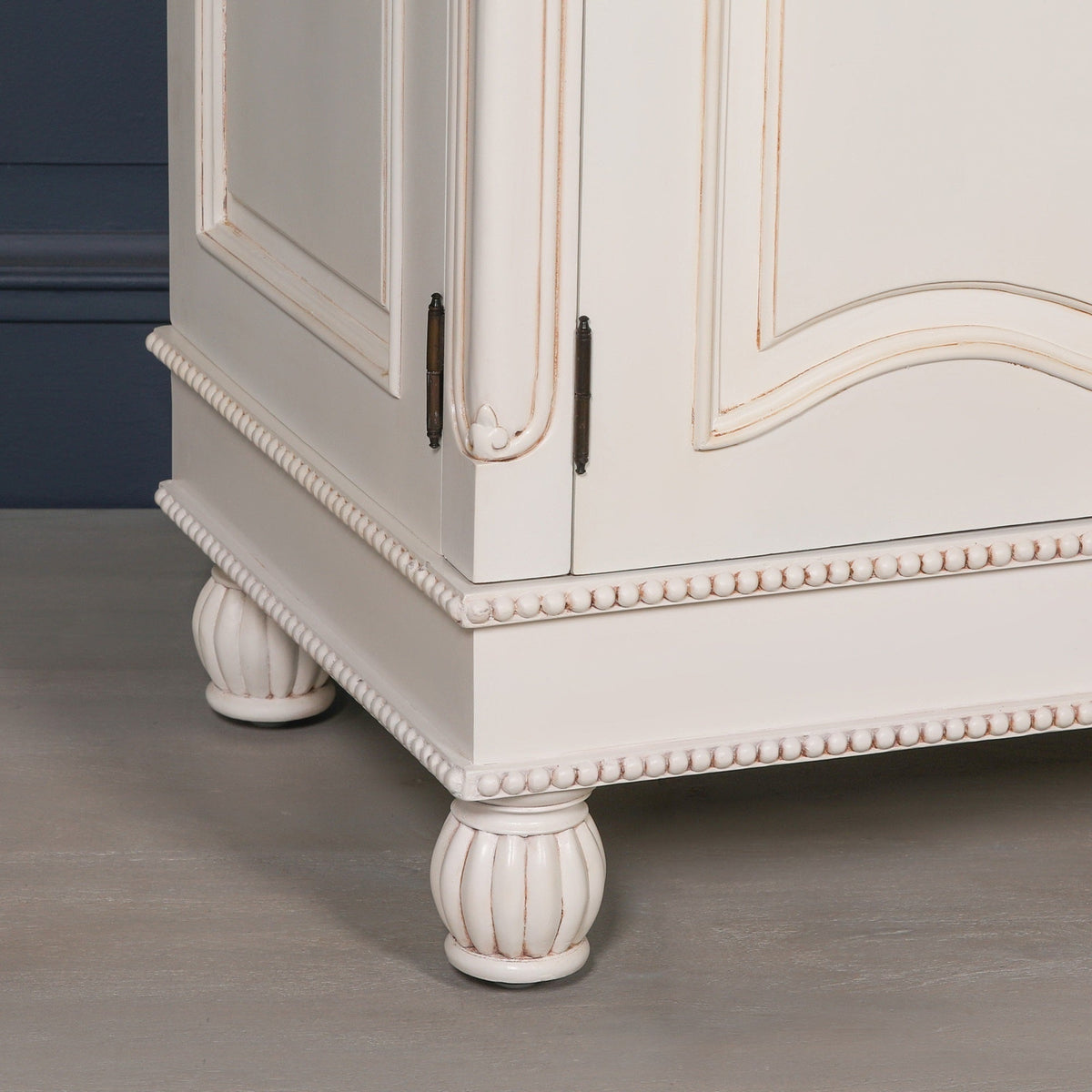 Wooden Carved French Chateau White Double Armoire Armoire CasaFenix