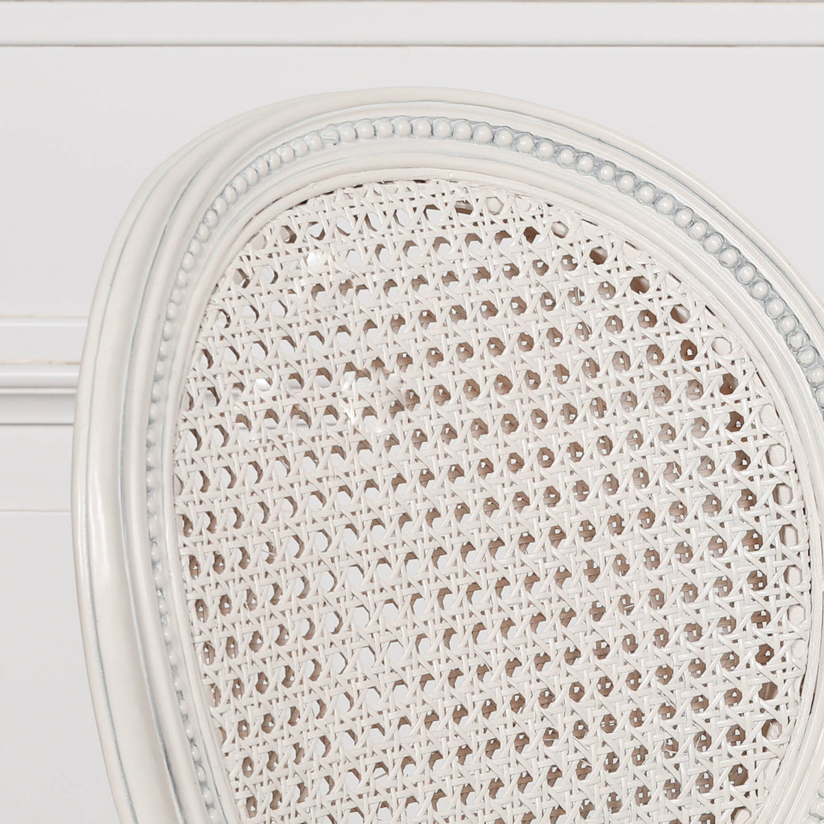 French Chateau Off-White Rattan Carver Armchair with Carved Mahogany Frame Dining chair CasaFenix
