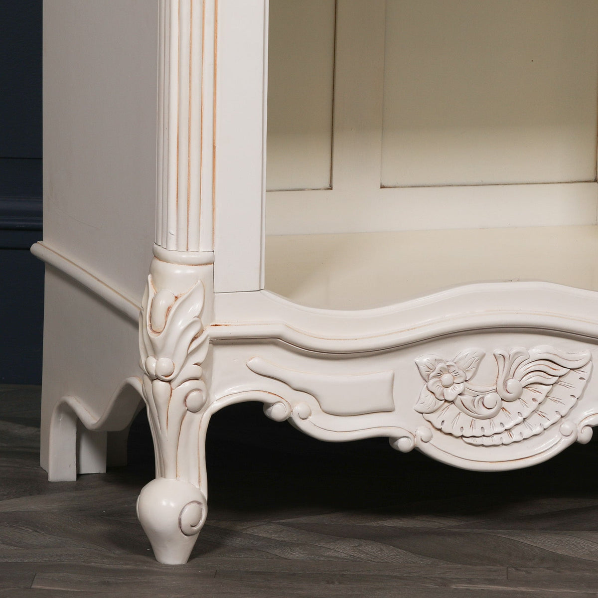 French Chateau White Hand-Carved Open Bookcase 207cm Bookcase CasaFenix