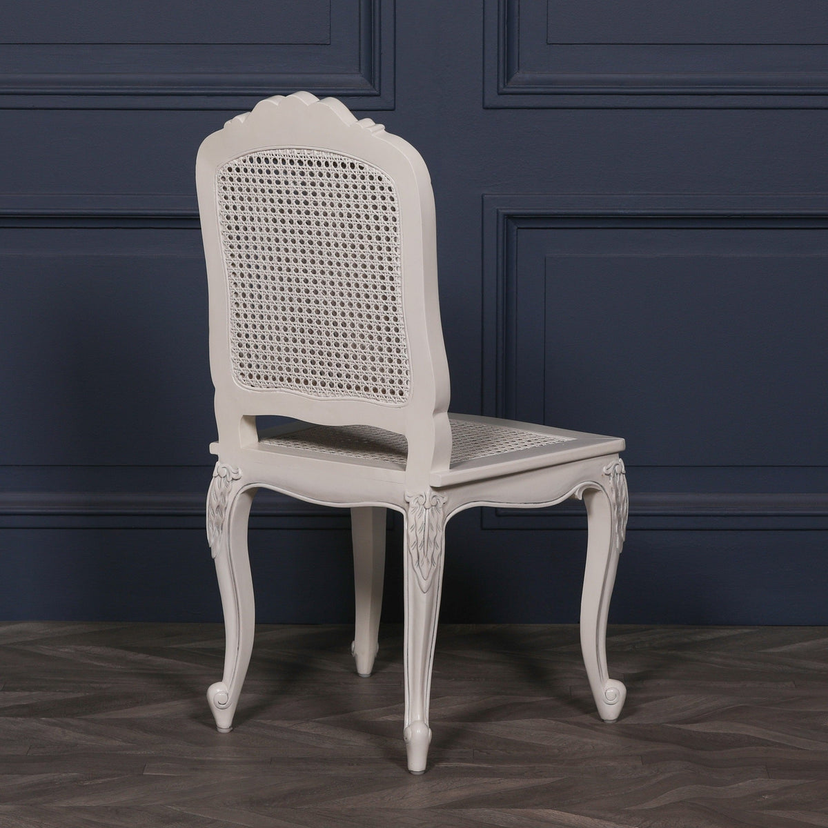 French Antique Off-White Rattan Chair with Cabriole Legs Dining chair CasaFenix