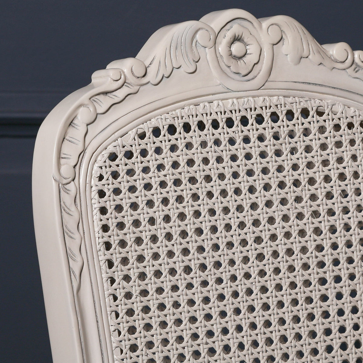 French Antique Off-White Rattan Chair with Cabriole Legs Dining chair CasaFenix